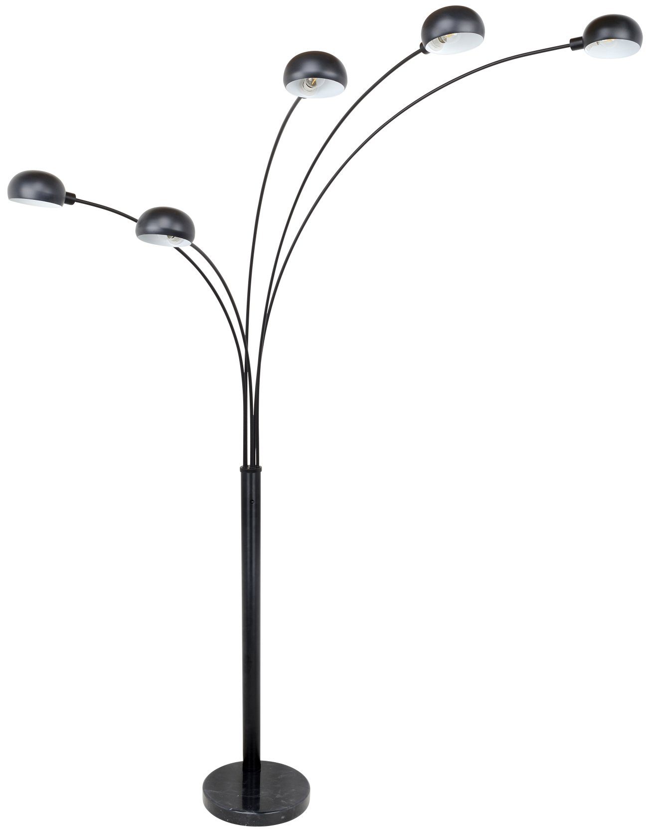 Stehlampe Stehlampe Wohnzimmer Stehleuchte Metall schwarz Marmor 5 Flammig