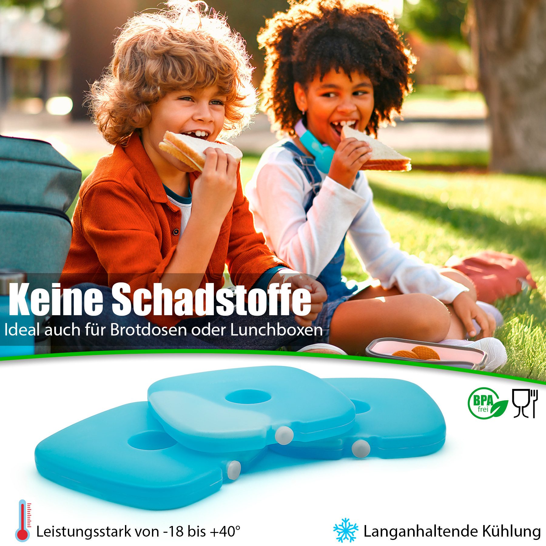 BigDean Kühlakku 6 Stück ideal für Kühltasche, Kühlboxen & Brotdosen BPA-frei, Handlich, Kompakt, Sorgt für Langhaltende Frische