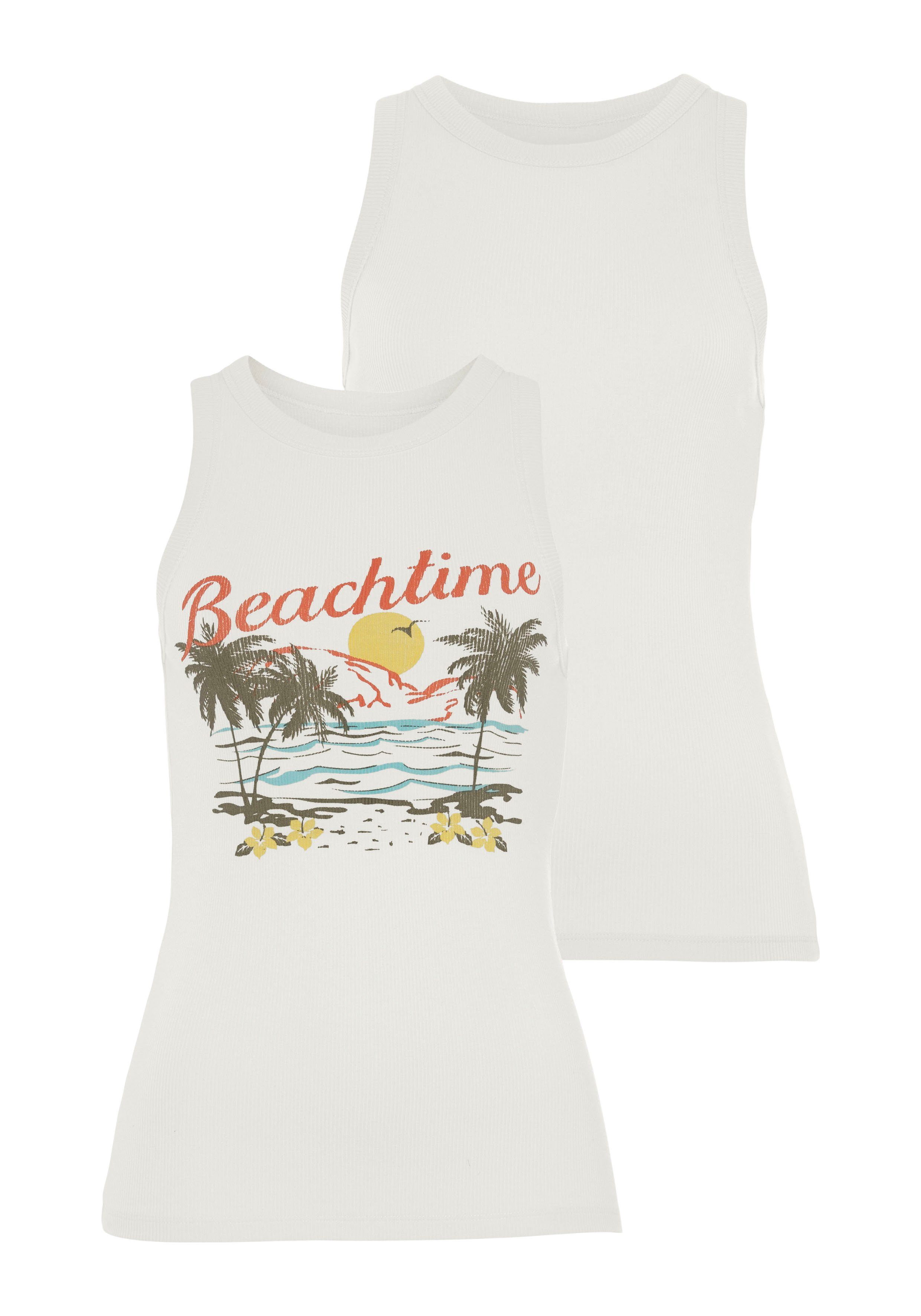 Beachtime Tanktop (Packung, 2-tlg) mit tropischem Druck