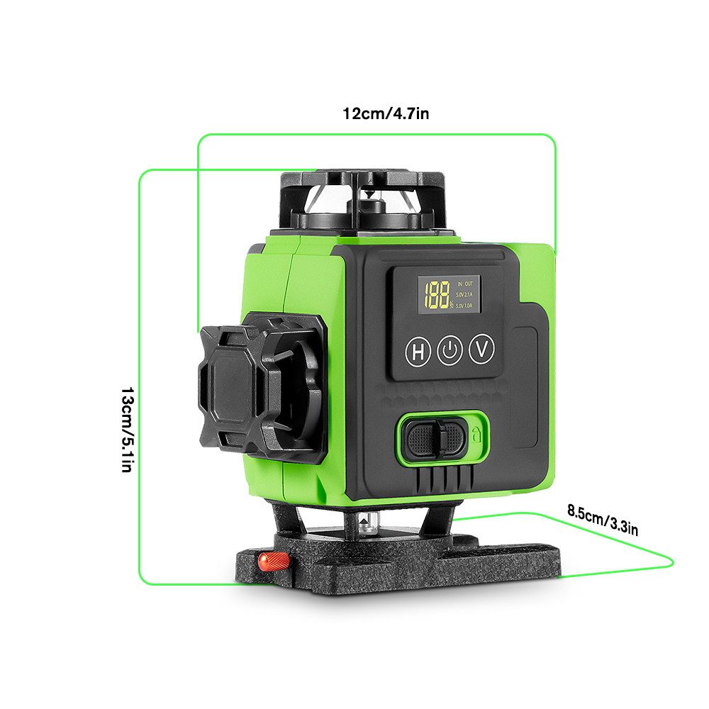 HGLINE Laserwasserwaage 4D 16 Linien Lasernivellier, 360° selbstnivellierender Laser Level, mit Stativ und 2x4800mAh Akkus – Bild 3 von 5