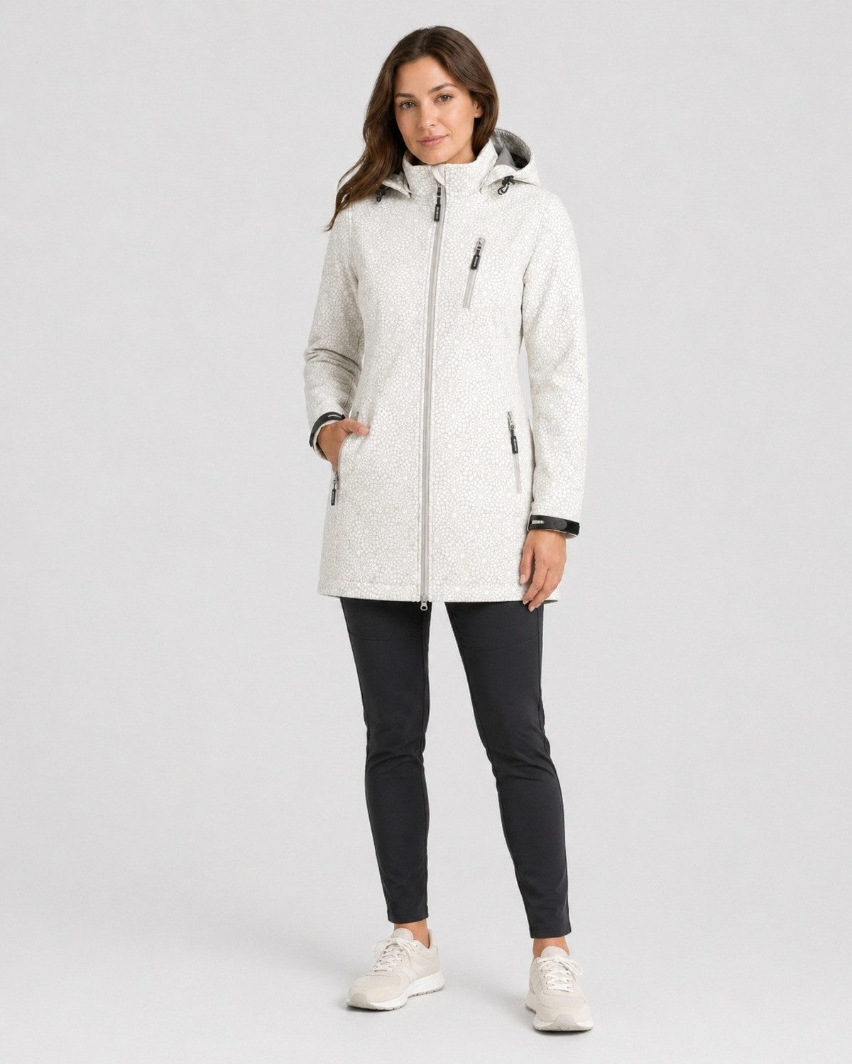 DEPROC Active Softshelljacke SHELBY LONG leichter Softshell Kurzmantel mit abnehmbarer Kapuze