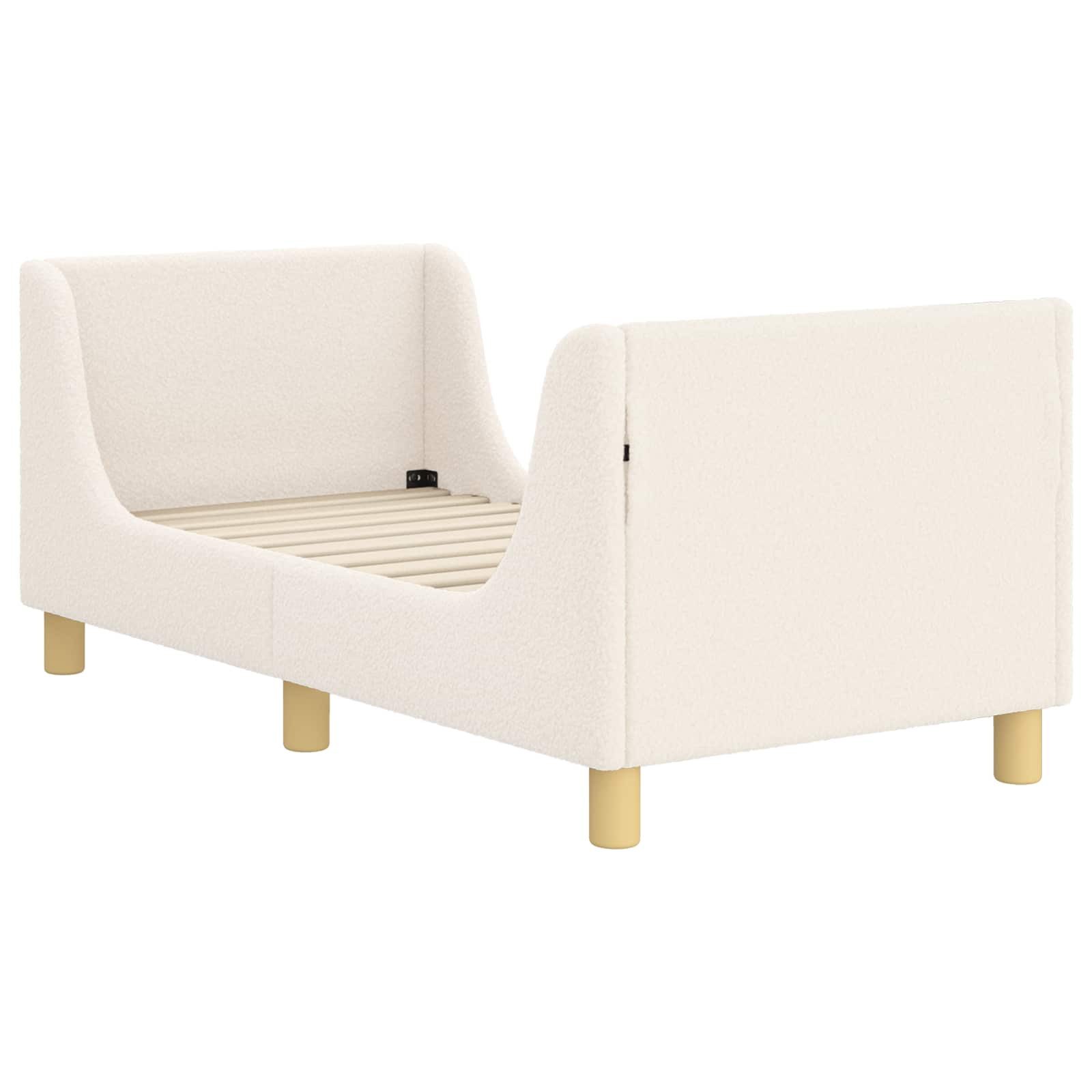 vidaXL Bett Kinderbettgestell mit Kopfteil Creme 70 x 140 cm Bouclé (1-tlg) – Bild 4 von 5