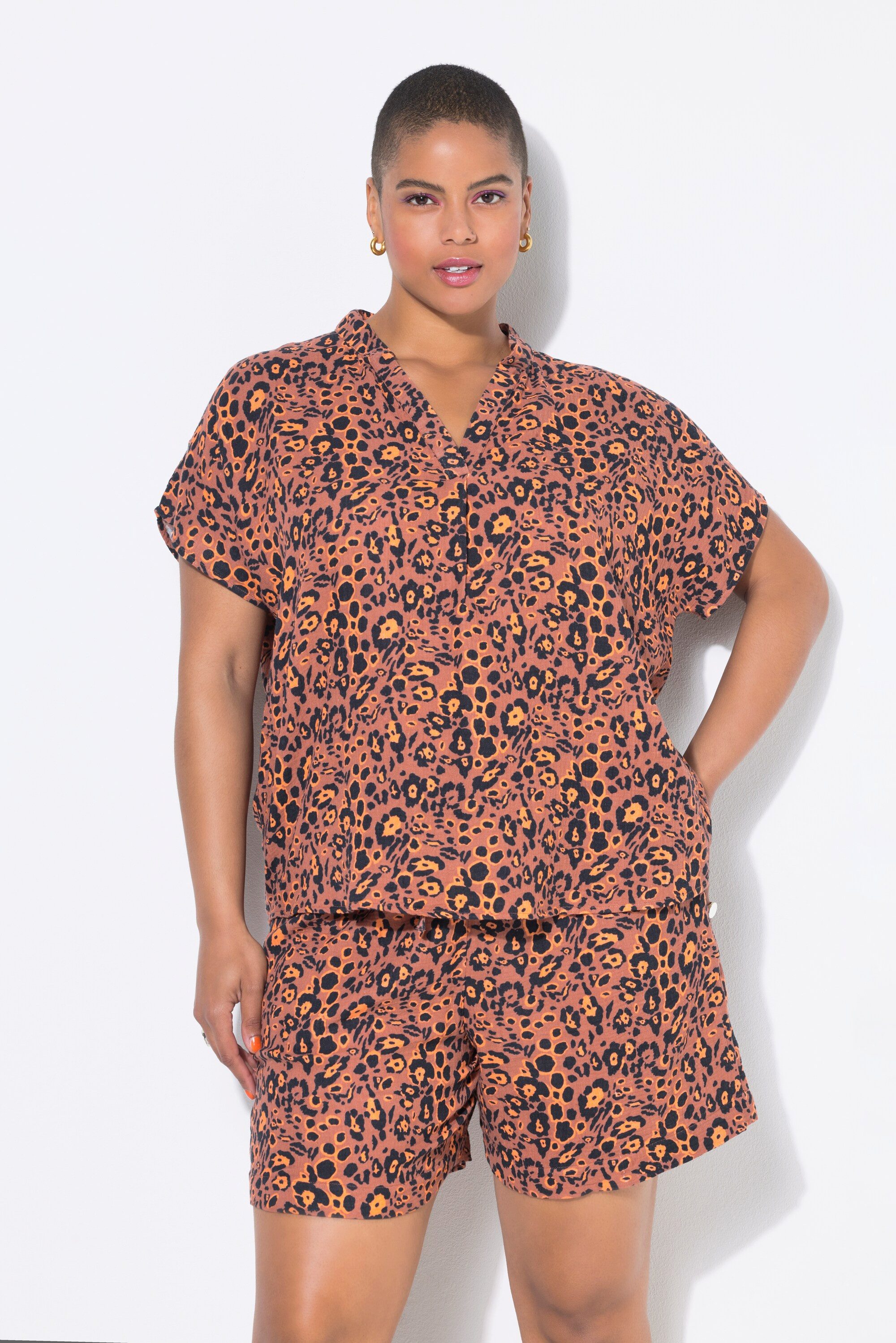 Studio Untold Hemdbluse Blusenshirt oversized Musselin Leo