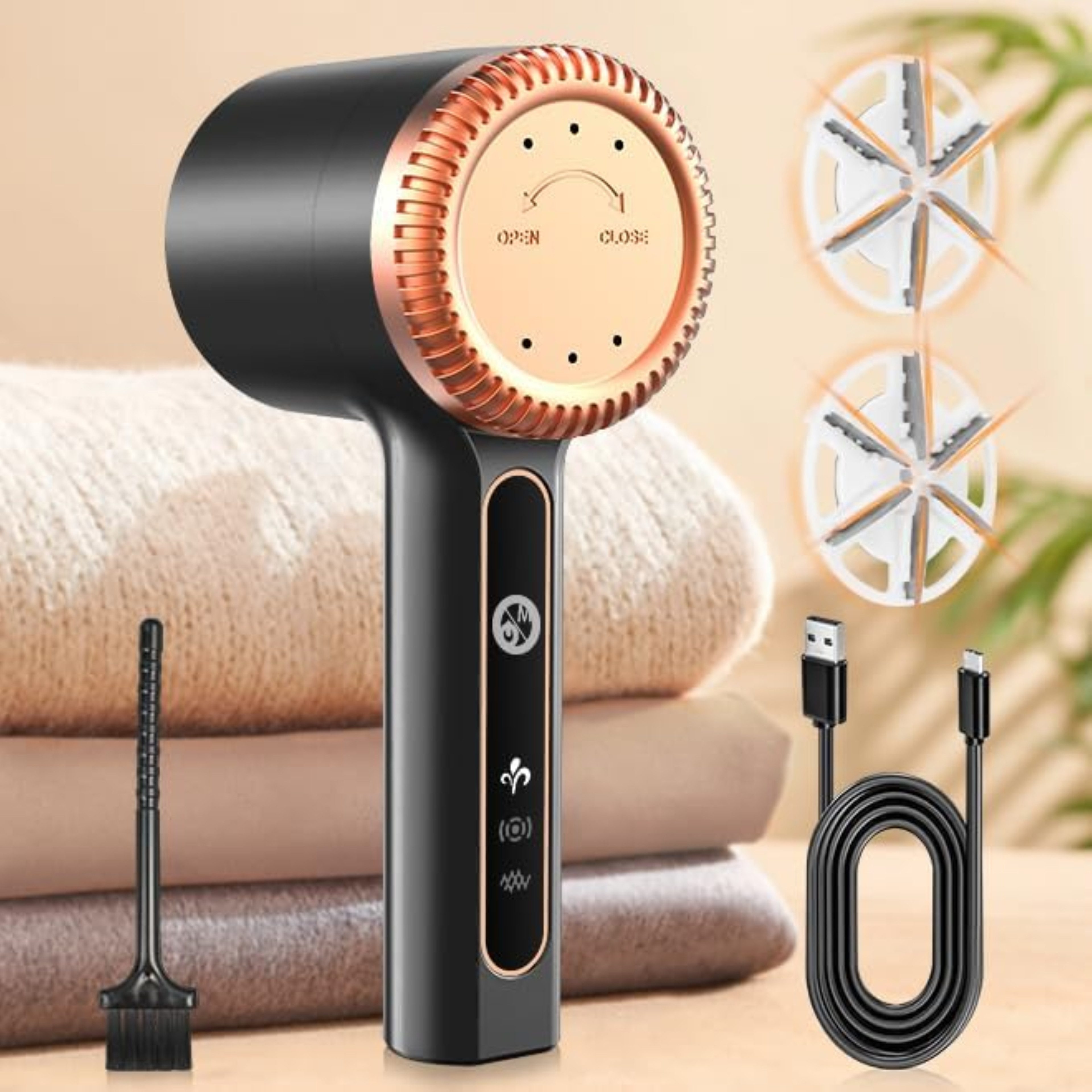 LA CUTE Fusselrasierer Wiederaufladbarer elektrischer Fusselrasierer mit 3 Geschwindigkeiten, Effizienter Fusselrasierer für Kleidung & Möbel, Akku kabellos