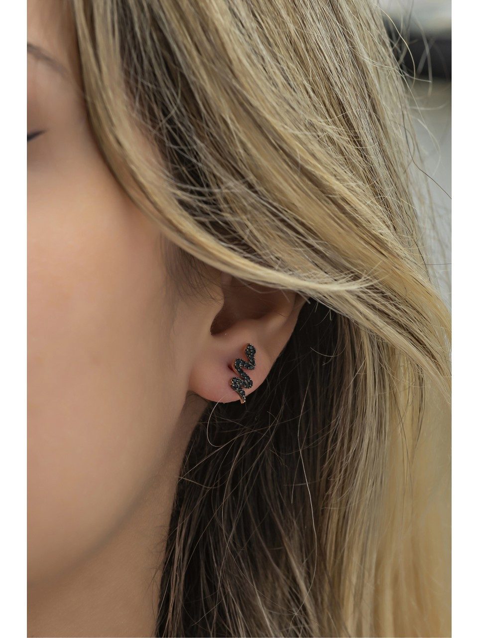 Nisan Ohrring-Set, 925 Sterling Silber Ohrstecker – Schlange mit schwarzen günstig online kaufen