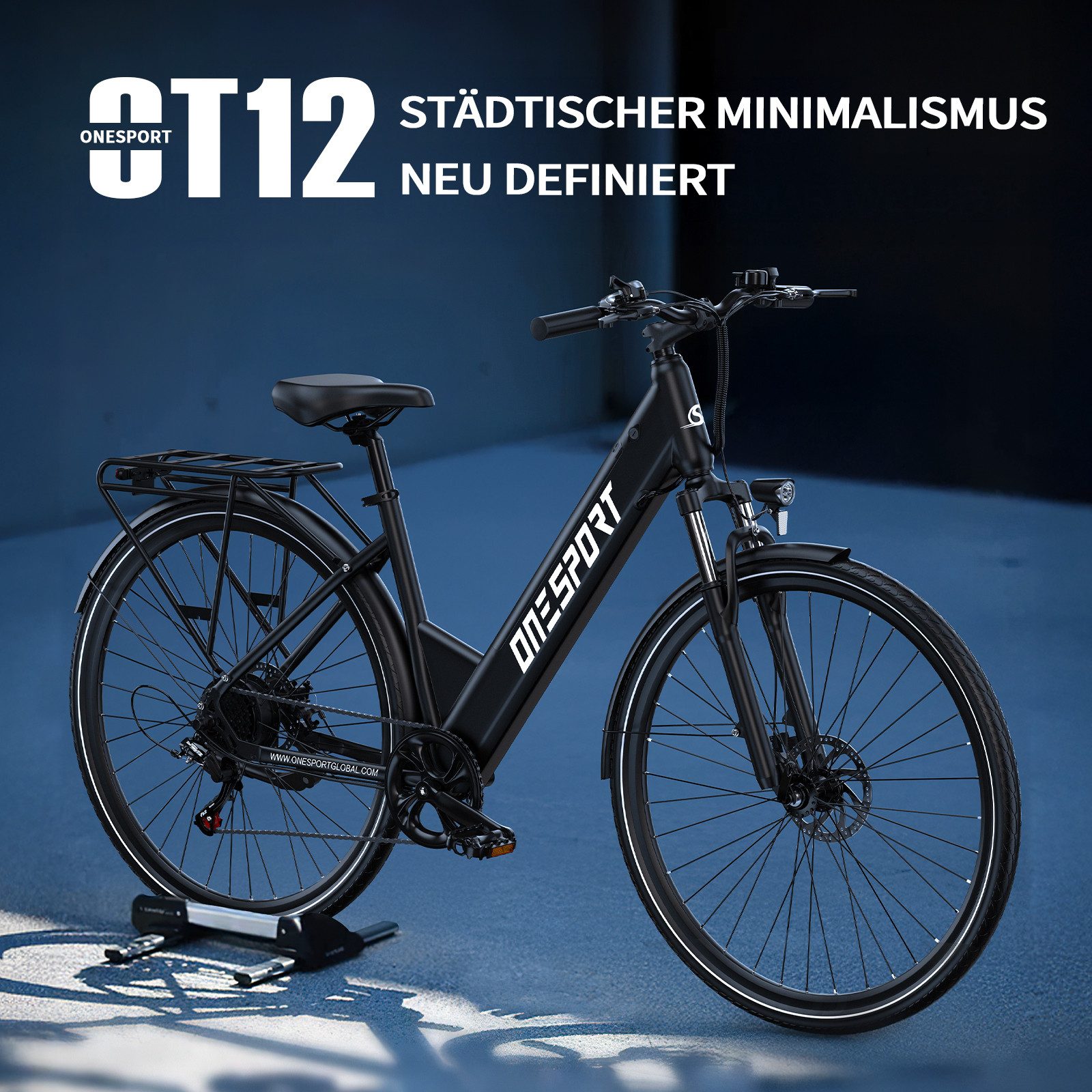 Onesport E-Bike Cityrad OT12 e bike für herren u.damen 468Wh 13AH 36V 250W 28 zoll, Kettenschaltung, Heckmotor, 468 Wh, E-Citybike mit 468Wh abnehmbarer Akku, 250W 36V