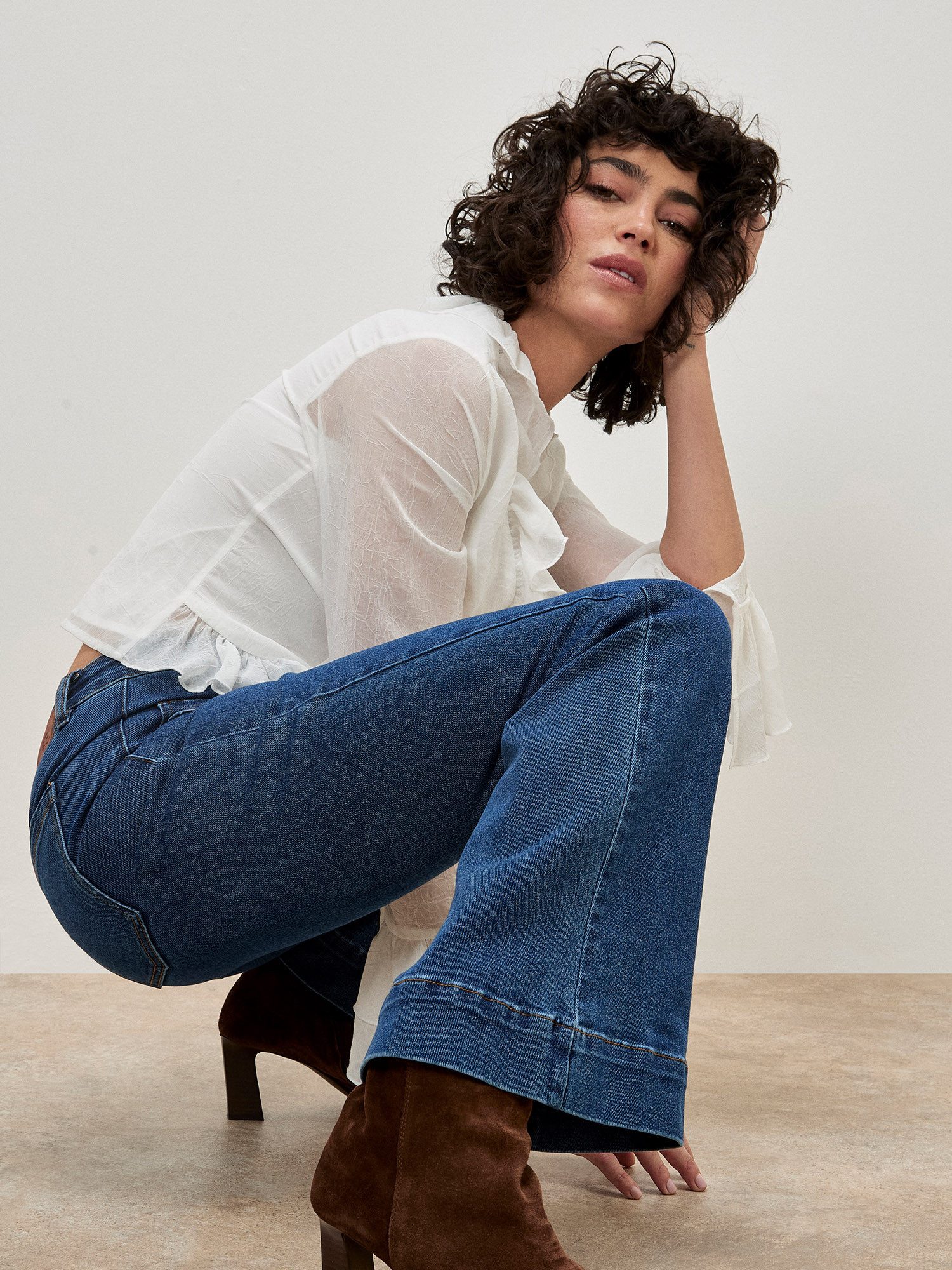 Apricot Weite Jeans Luci Flare Jeans mit Patch-Taschen vorne