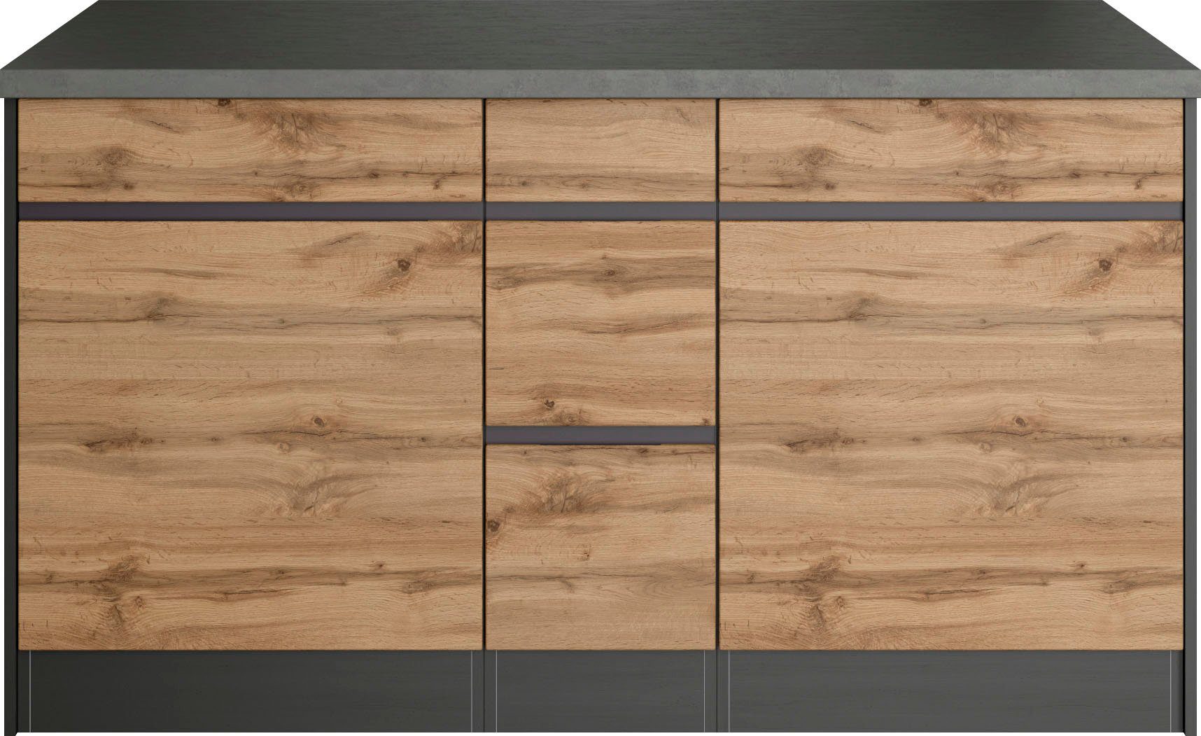 KOCHSTATION Kochinsel KS-Riesa, Breite 153 cm, Tiefe 100 cm, MDF-Fronten