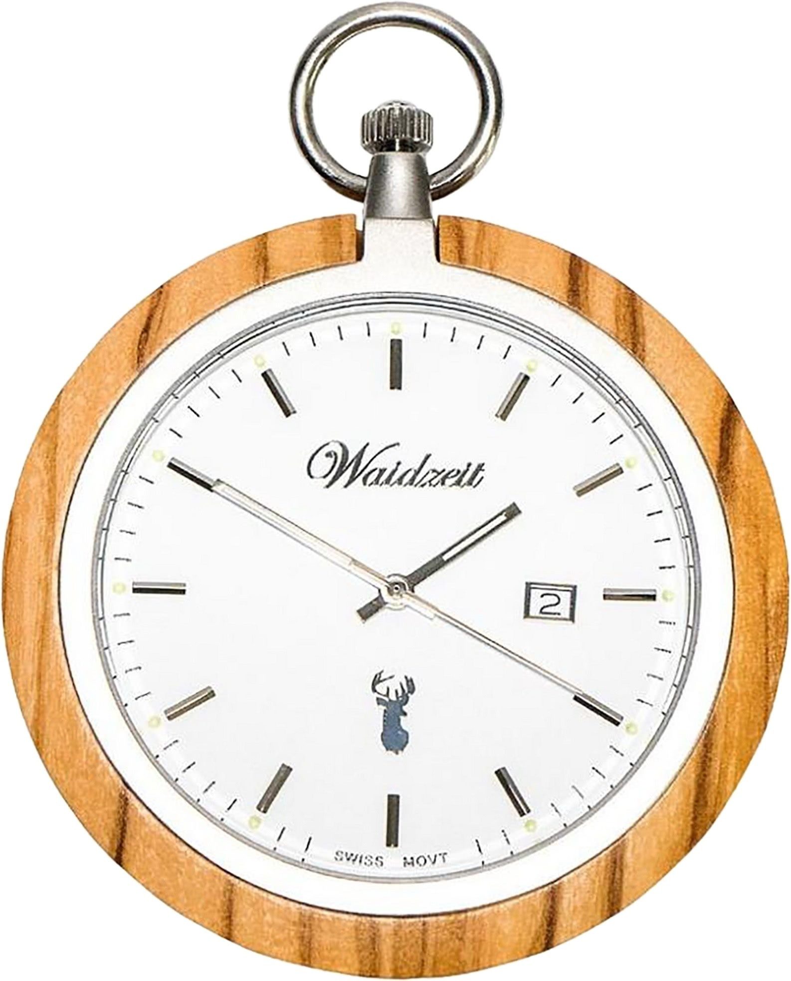 Waidzeit Austria Taschenuhr Waidzeit Herren Taschenuhr Edelstahl Holz, (Analoguhr, Analoguhr), Herren Taschenuhr rund, extra groß (ca. 50mm), Edelstahl, Holz, Casual
