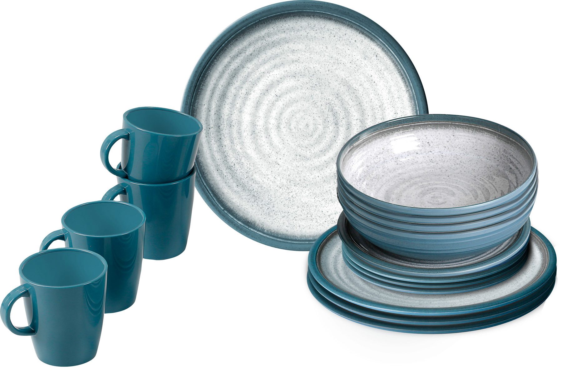 BRUNNER Geschirr-Set Lunchbox Tuscany, Melamin, Melamin Anti-Slip Stone Touch