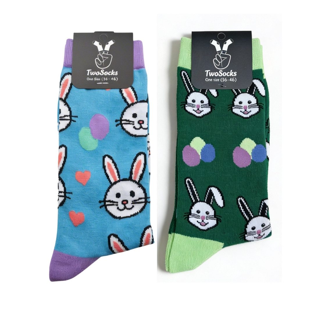 TwoSocks Freizeitsocken Ostersocken 2er Set Hase lustige Socken Herren & Damen, Einheitsgröße