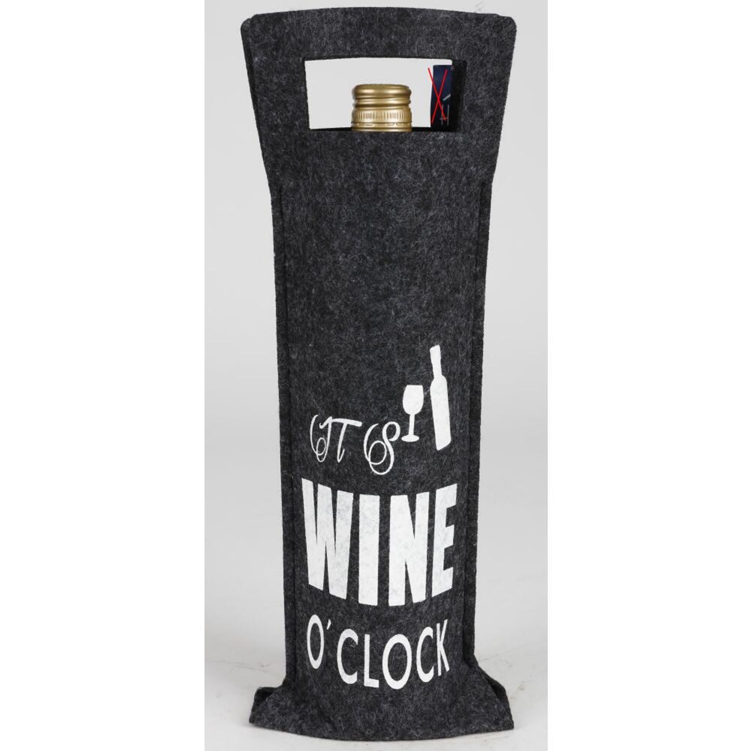 BURI Henkeltasche 24x Filz Flaschentasche Sprüche Wein Schutz Getränke Tisch Tragen Tüte