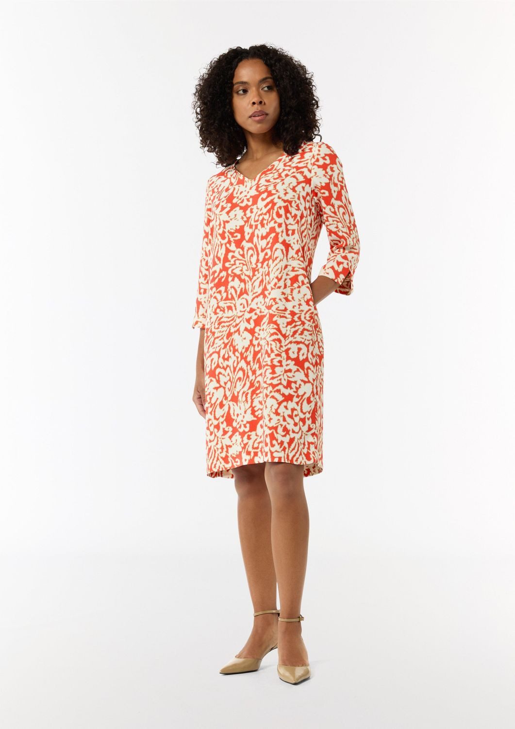 Comma Minikleid Crêpe-Kleid (1-tlg) V-Ausschnitt, 3/4-Arm, günstig online kaufen