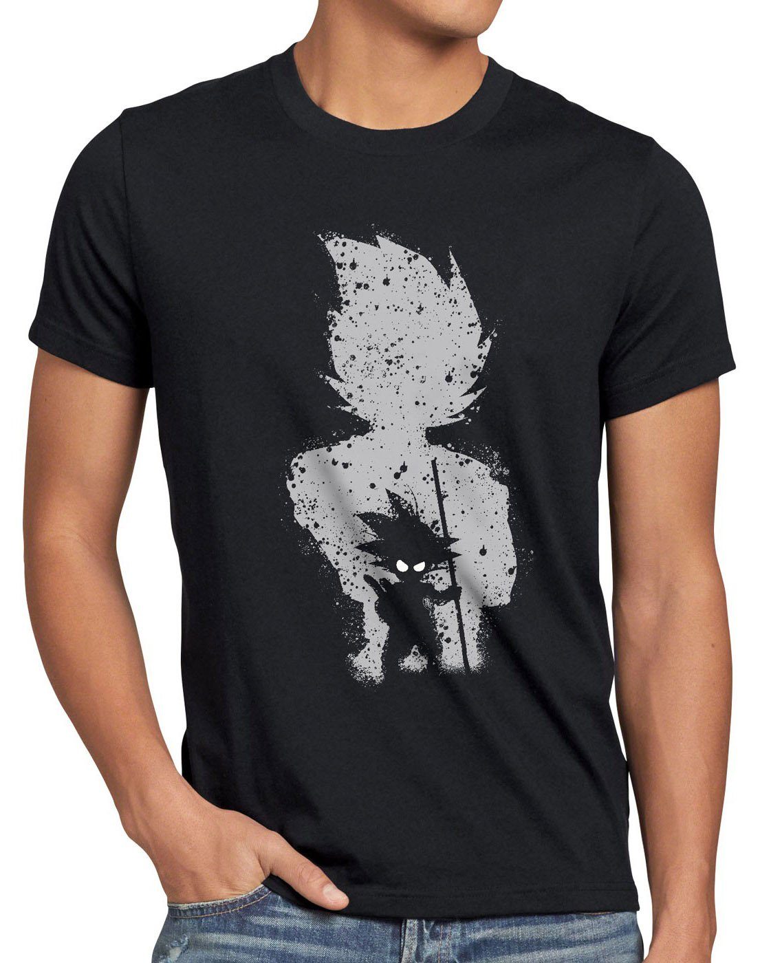 style3 Print-Shirt Herren T-Shirt Goku Evolution dragon son ball balls anime roshi vegeta saiyajin schwarz