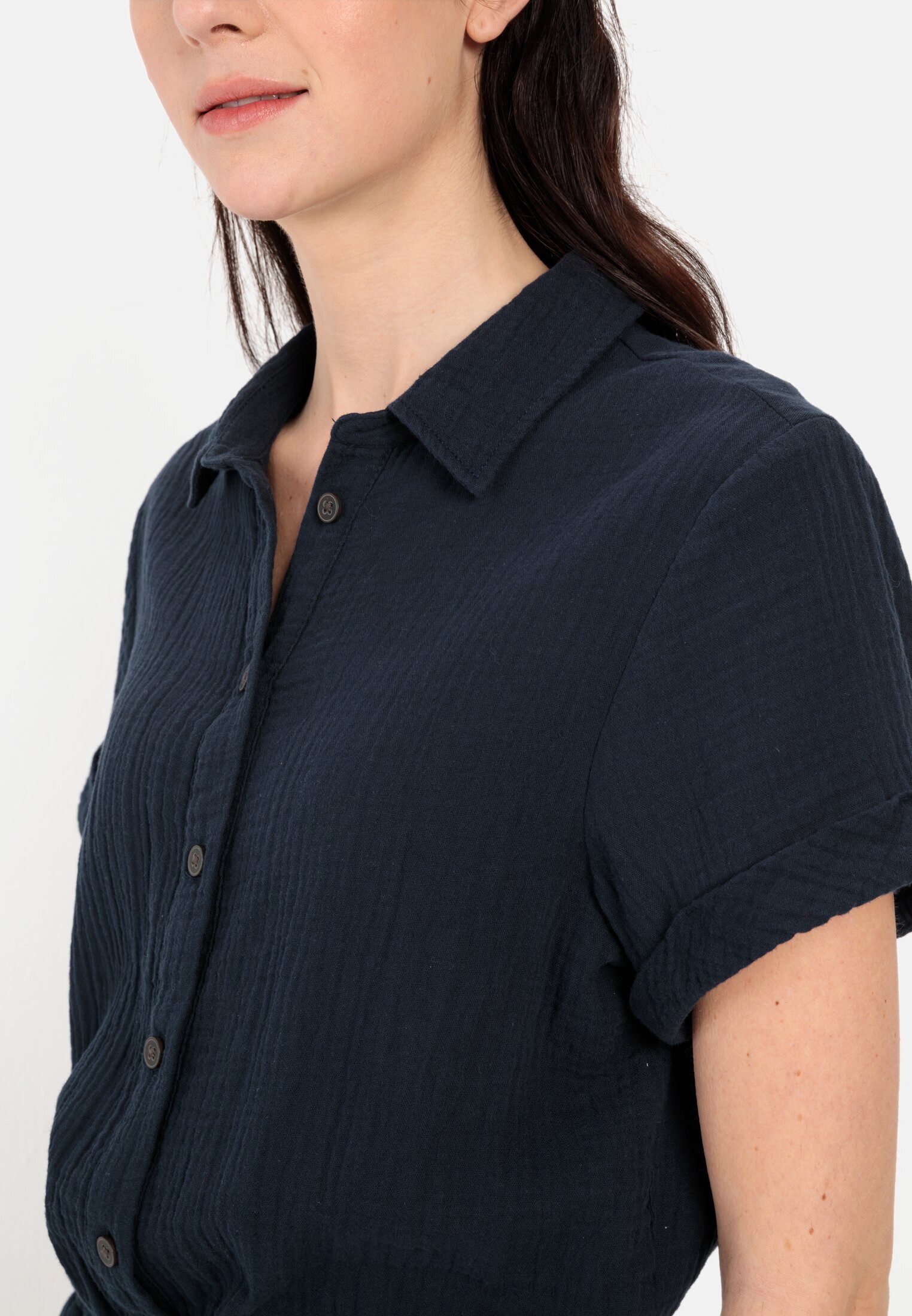 camel active Jumpsuit aus sommerlichem Musselin Kurzarm Kentkragen