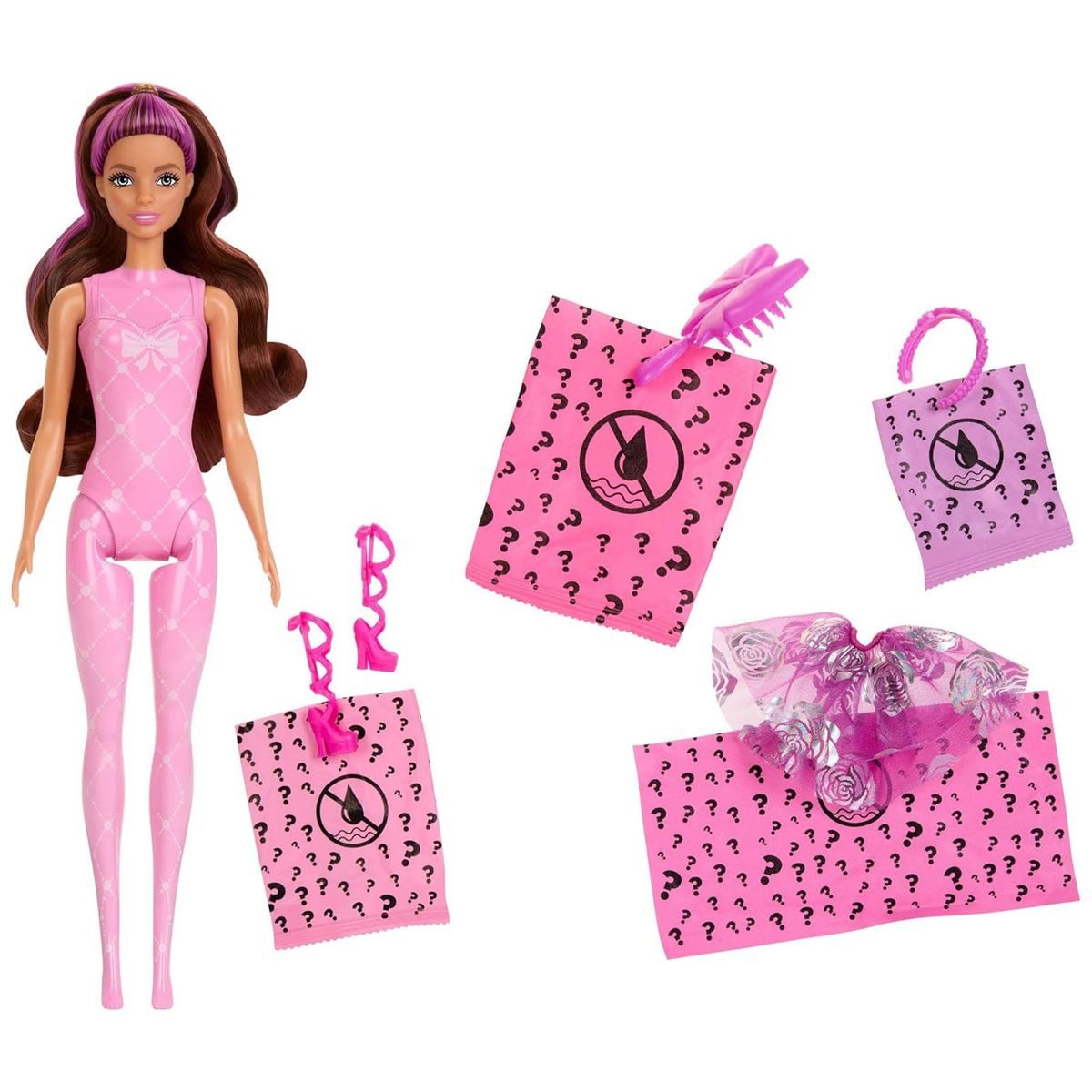 Mattel® Puppen Accessoires-Set MattelHRK17-Barbie-ColorReveal-Ballerina-Puppe+6 Überraschungen(Auswa