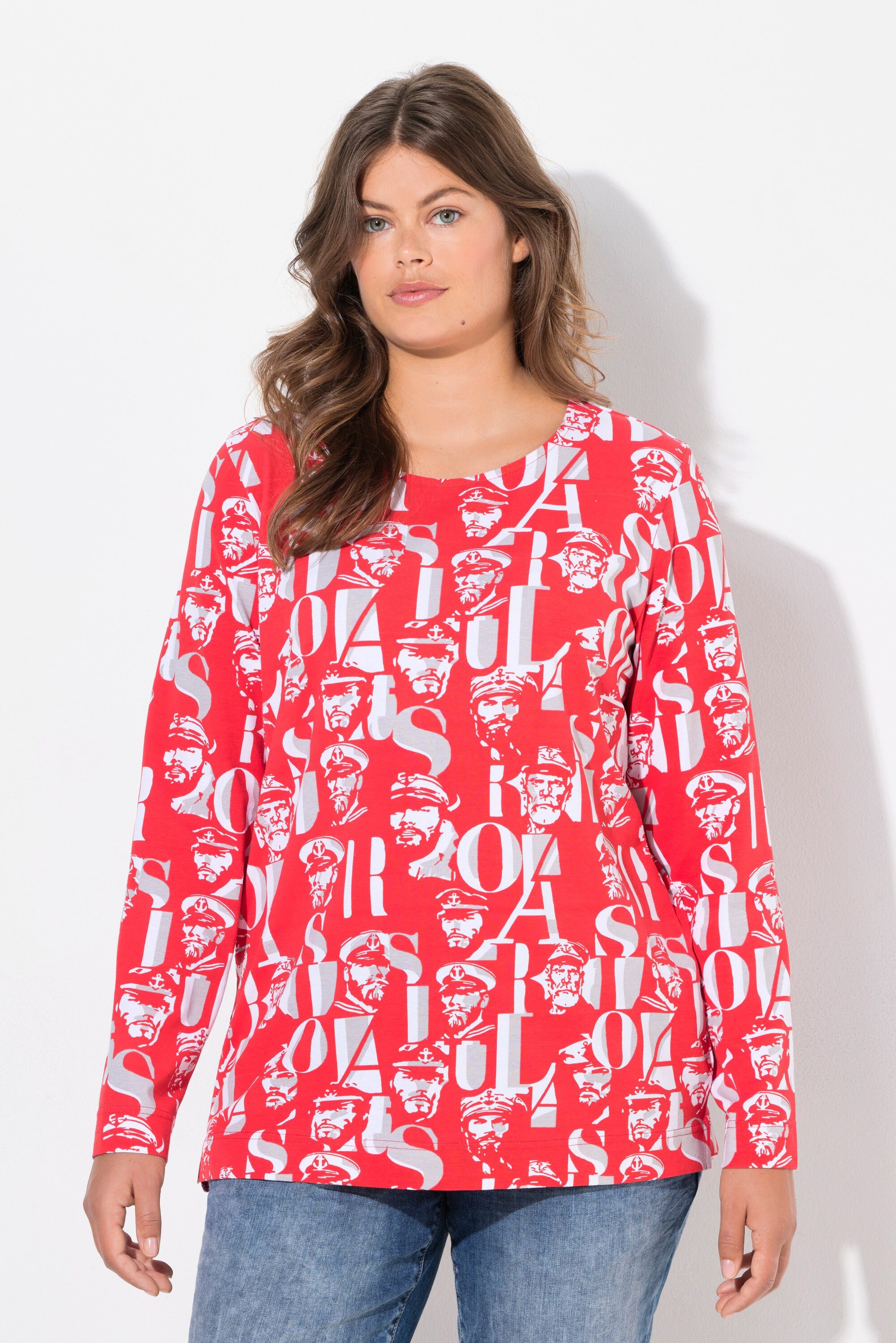 Longsleeve Langarmshirt mit Seemanndruck Rundhals Langarm