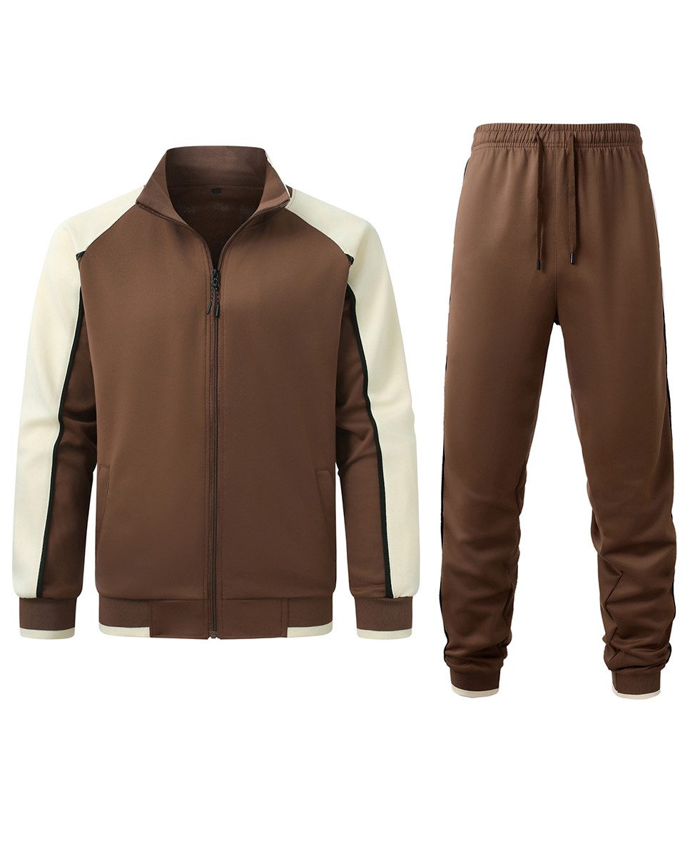 YOUTHUP Freizeitanzug, Herren Colorblock Locker Fit Freizeitanzug Sport-Set mit Stehkragen