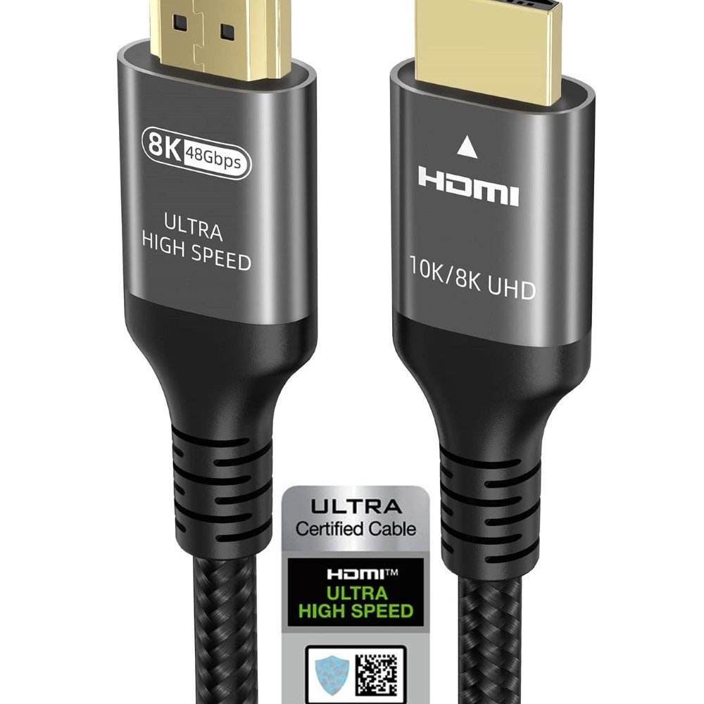 Ubluker Ultra High Speed HDMI 2.1 Kabel, 8K/60Hz, 4K/120Hz, 48 Gbit/s, eARC HDMI-Kabel, HDMI, HDMI (150 cm), 48 Gbit/s Bandbreite, eARC, Dynamic HDR, Gaming-optimiert, 10K/8K