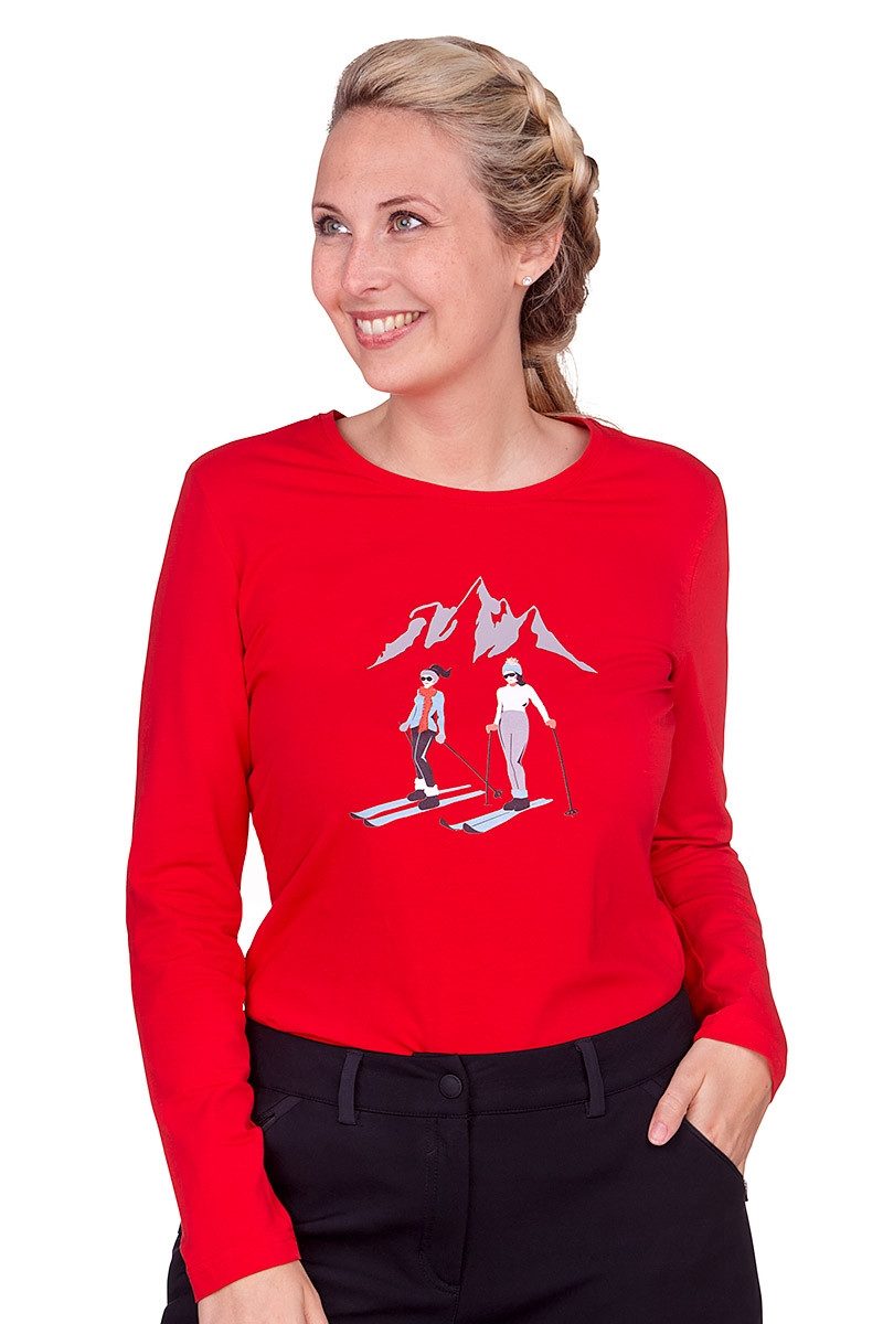 Almgwand Trachtenshirt Longsleeve Damen - SCHALBERALM - beere, rot