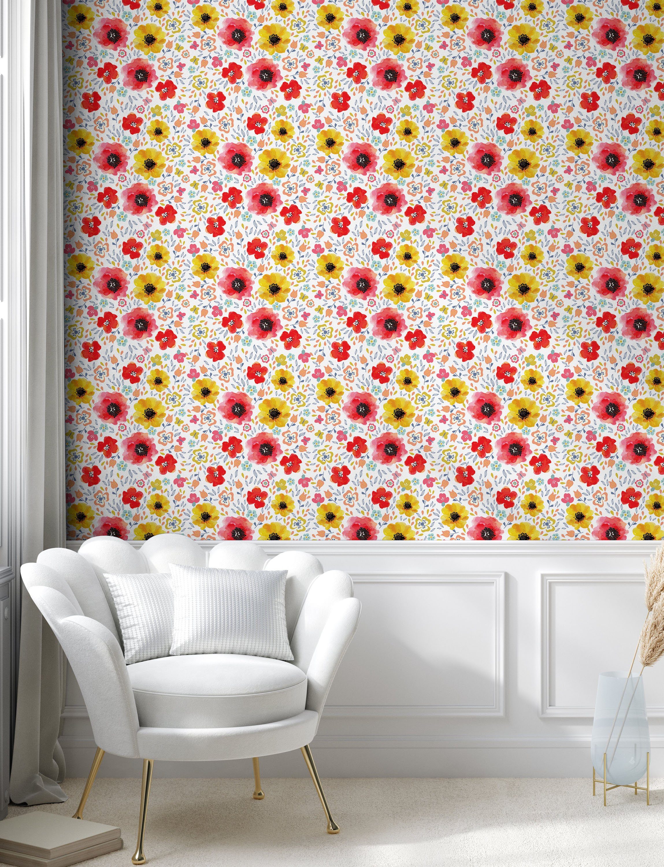Abakuhaus Küchenakzent, selbstklebendes Blume Vinyltapete Mohnblumen-Kunst Wohnzimmer Frühling