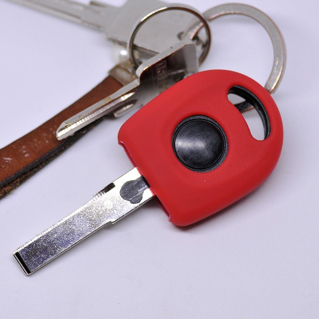 für Softcase Schutzhülle Schlüsseltasche mt-key Autoschlüssel Skoda alle VW Modelle Silikon SEAT Rot, Startschlüssel