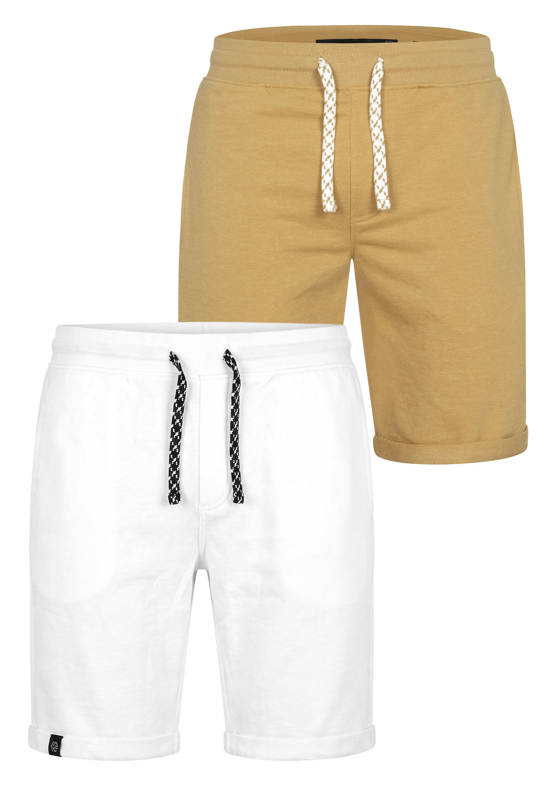INDICODE Sweatshorts Herren 2-Pack Eddy Sweat Shorts Herrenshorts elastischer Bund mit Kordelzug
