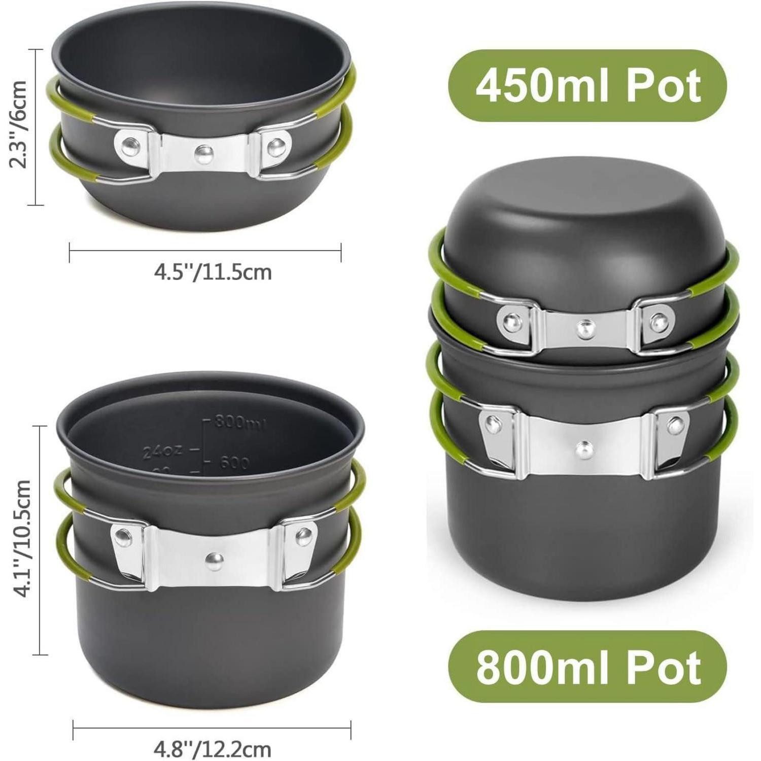 LuxusKollektion Geschirr-Set Camping Geschirr Set 9-teiliges Outdoor Kochgeschirr Aluminium Töpfe