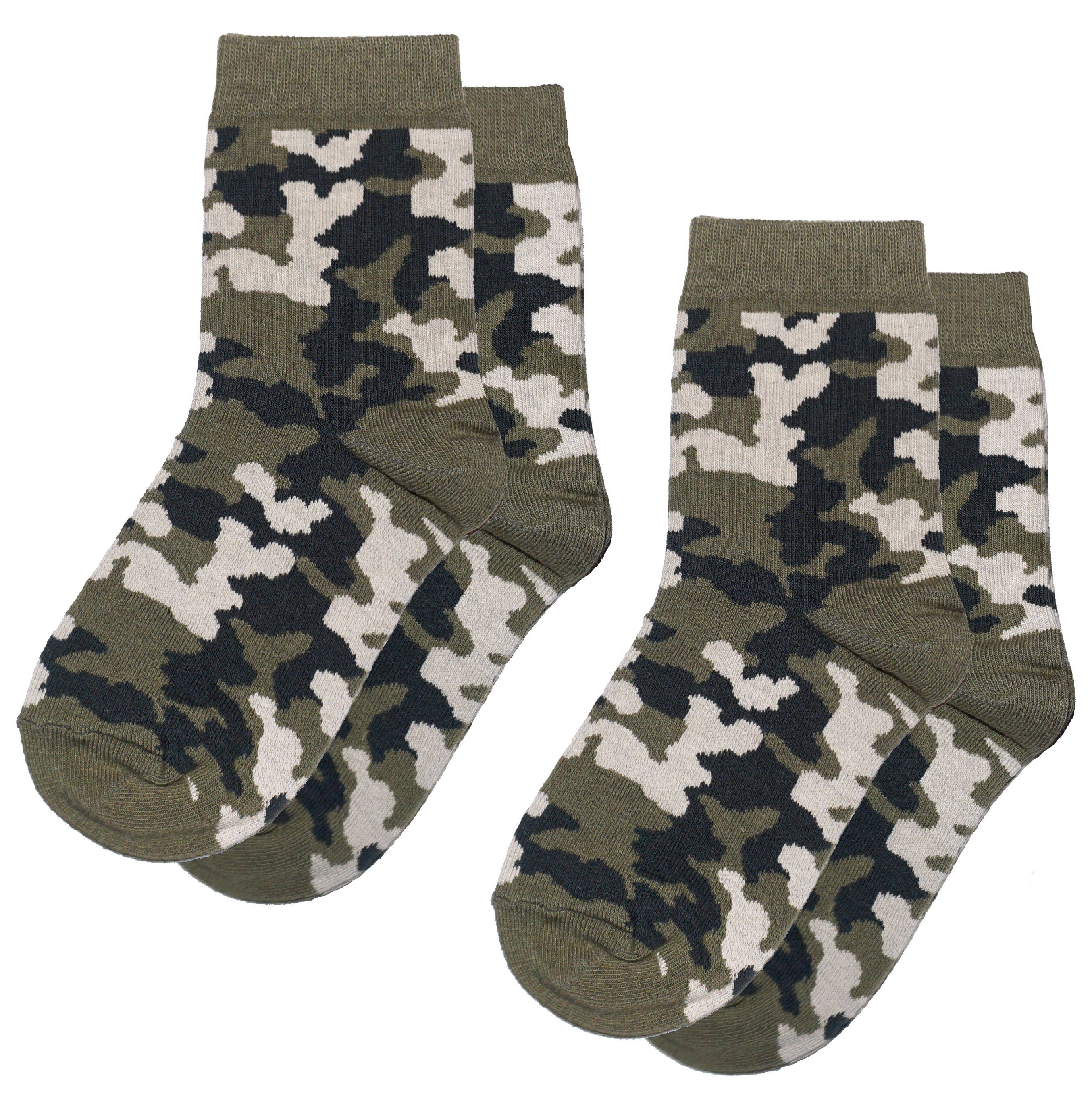 WERI SPEZIALS Strumpfhersteller GmbH Basicsocken Kinder Socken 2-er Pack für Jungs >>Military<< aus Baumwolle (Set) 2er-Pack