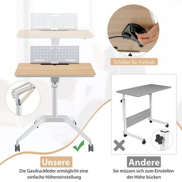 COSTWAY Laptoptisch, Bett, höhenverstellbar 77-107cm, mit Rollen, Aluminium