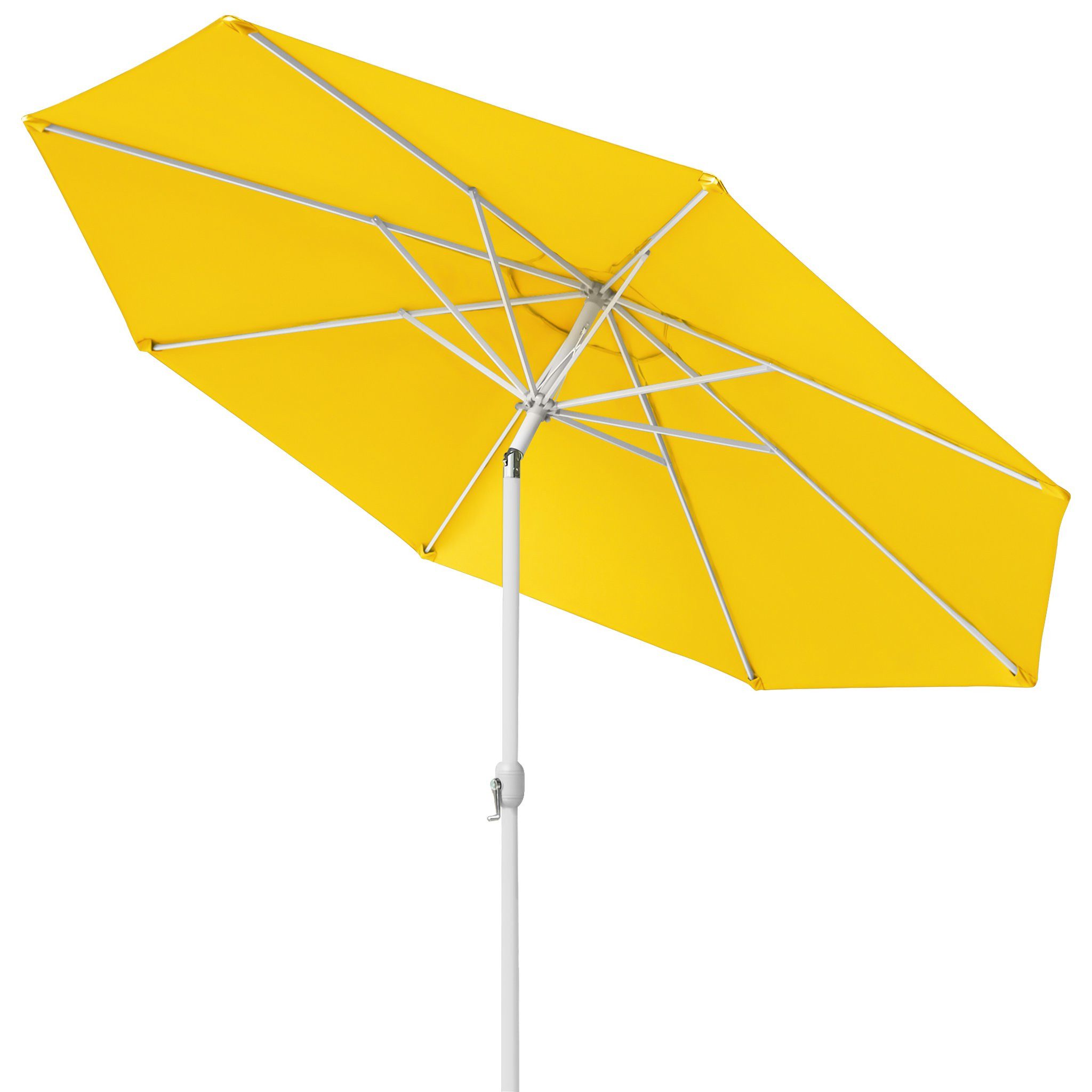 paramondo Sonnenschirm Sonnenschirm 3,5m rund gelb Garten mit Kurbel UV-Schutz Gestell weiß, LxB: 350x350 cm, Knickbar & komfortable Kurbelbedienung