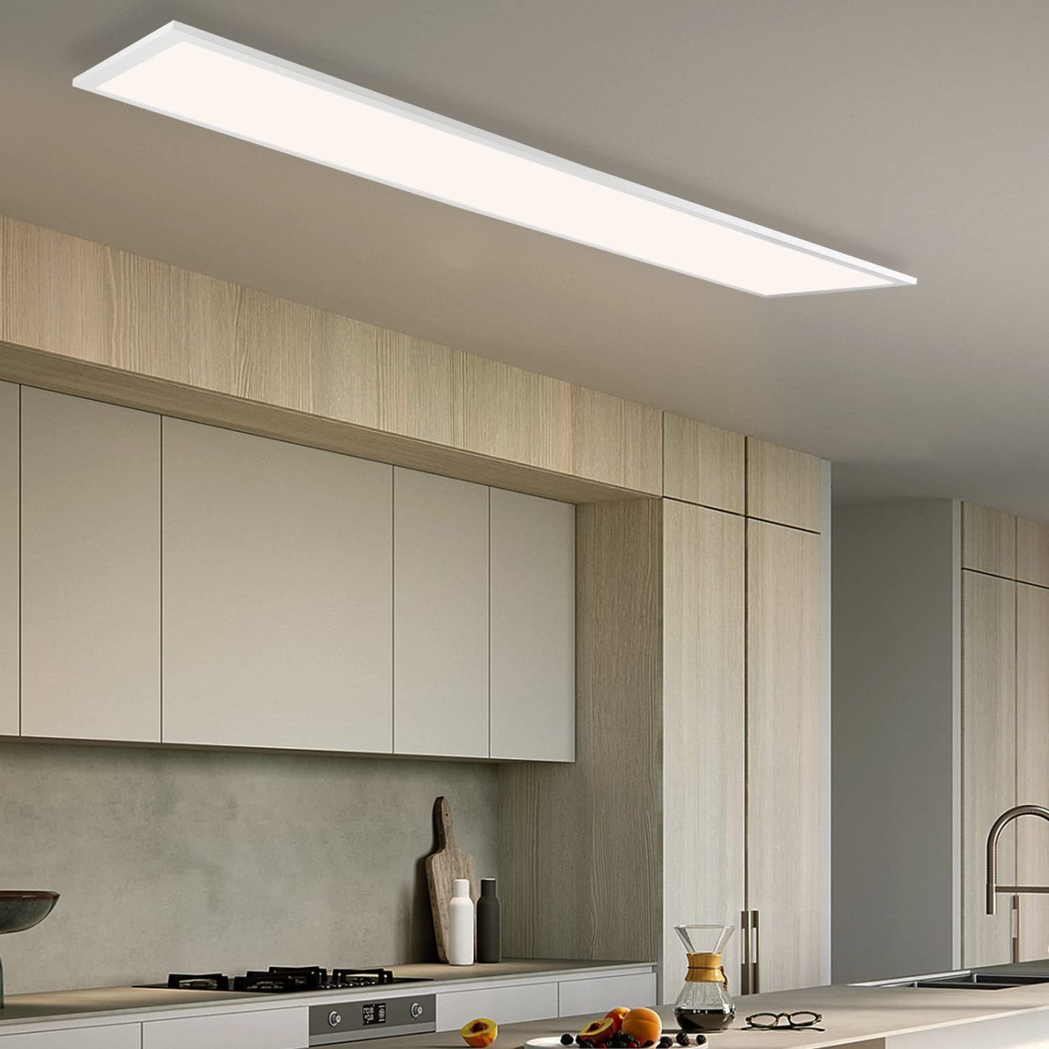 ZMH LED Panel Dimmbar 120cm 120x30 Deckenpanel Fernbedienung, Tageslichtweiß, mit LED fest cm Weiß1 Deckenlampe 3840lm, integriert, Weiß 48W, Wohnzimmerlampe Dimmbar