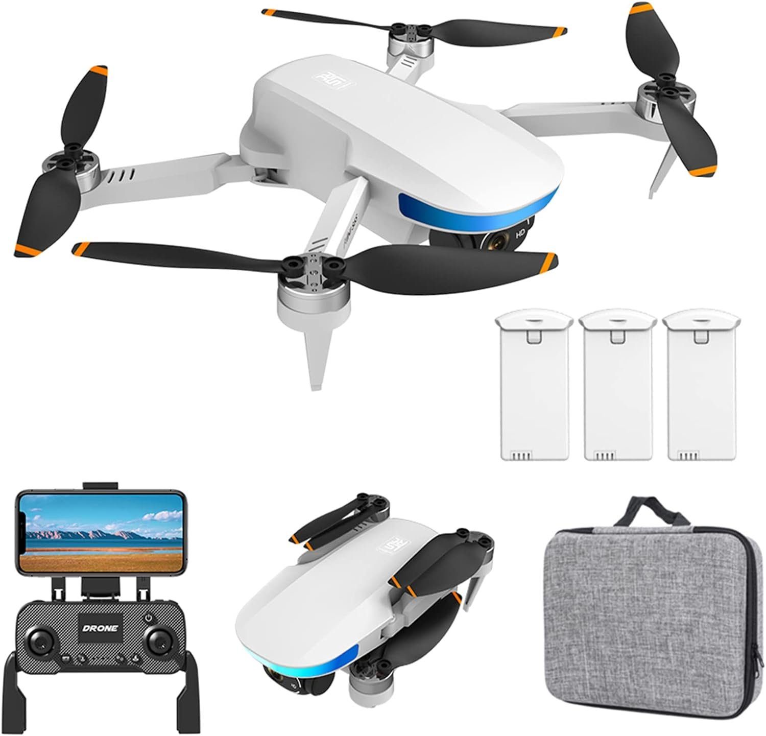 Quadrocopter Mit Drohne (4K, WiFi RC GPS GPS Gleto EIS 5G Rückkehr) 4K FPV Doppelkamera