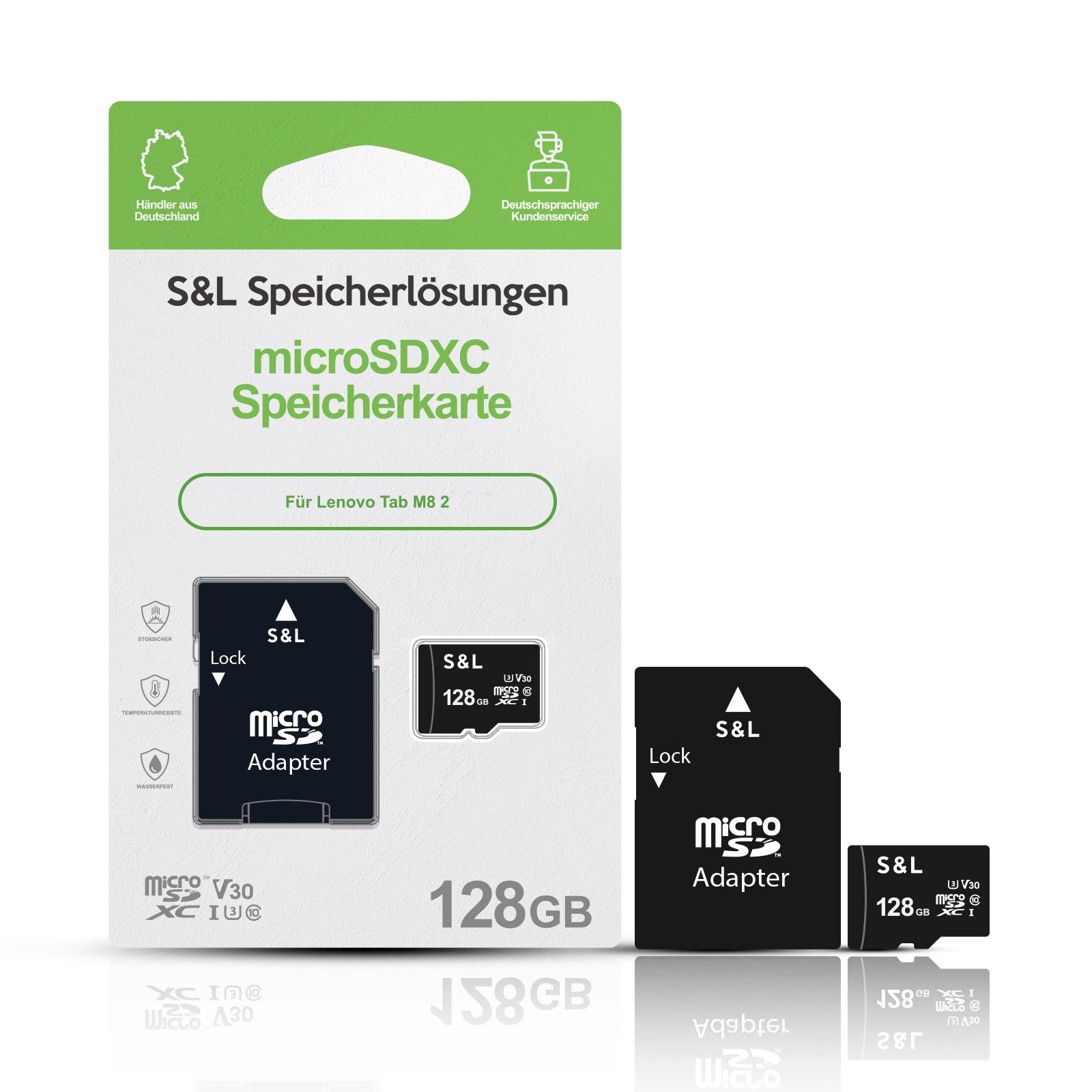 Tec-Expert microSD Karte S&L für Lenovo Tab M8 2 Speicherkarte (128 GB, Class 10, microSDXC)