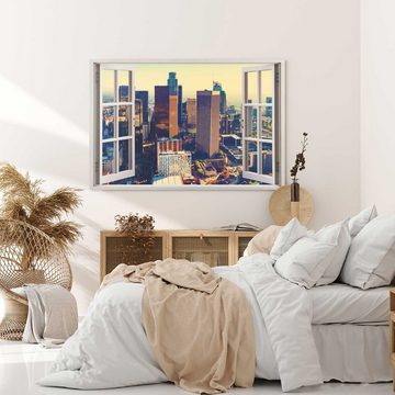 Sinus Art Leinwandbild Wandbild 120x80cm Fensterbild LA Downtown Los Angeles Sonnenschein Hoc, (1 St)