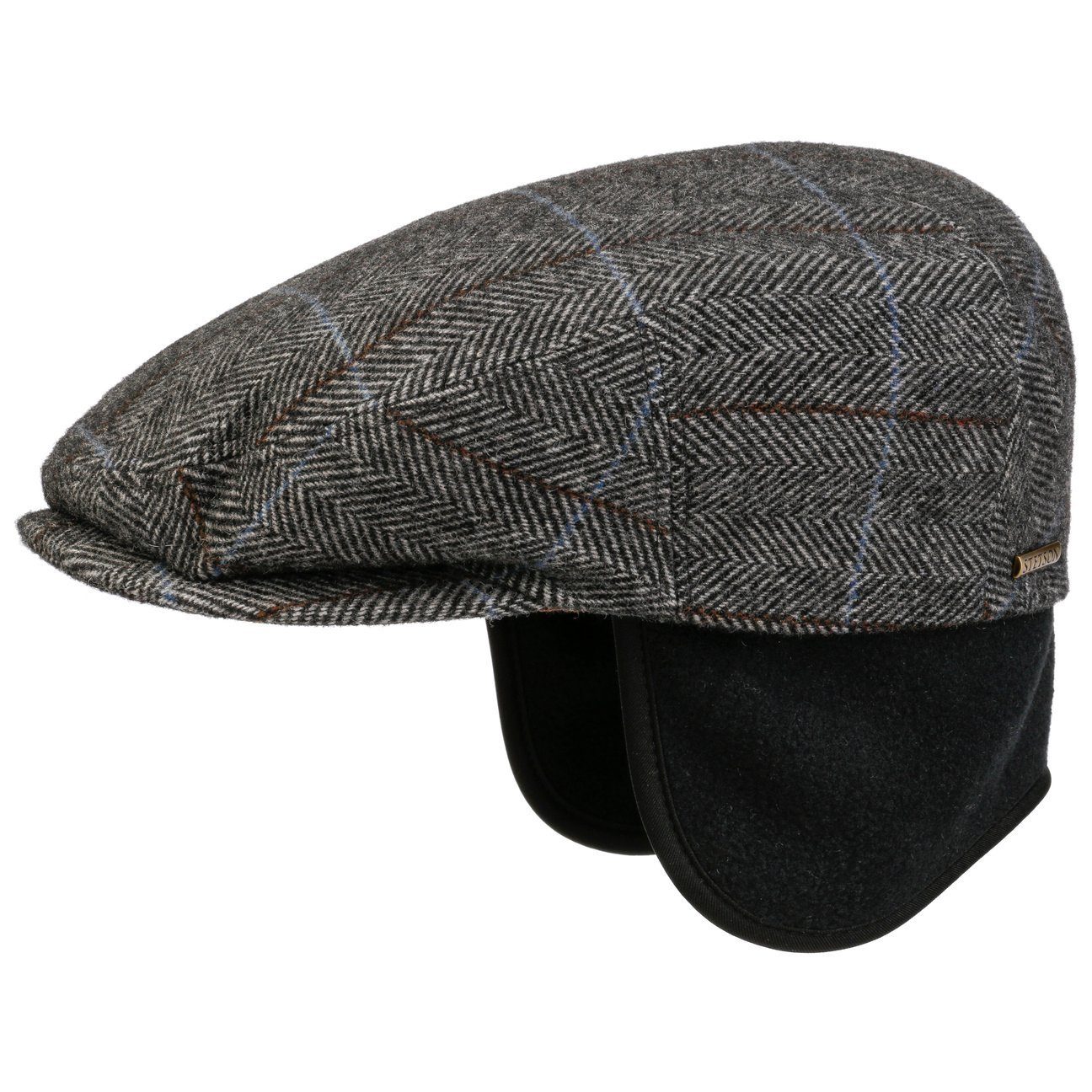 Stetson Flat Cap (1-St) Flatcap mit Schirm, Made in the EU grau-schwarz