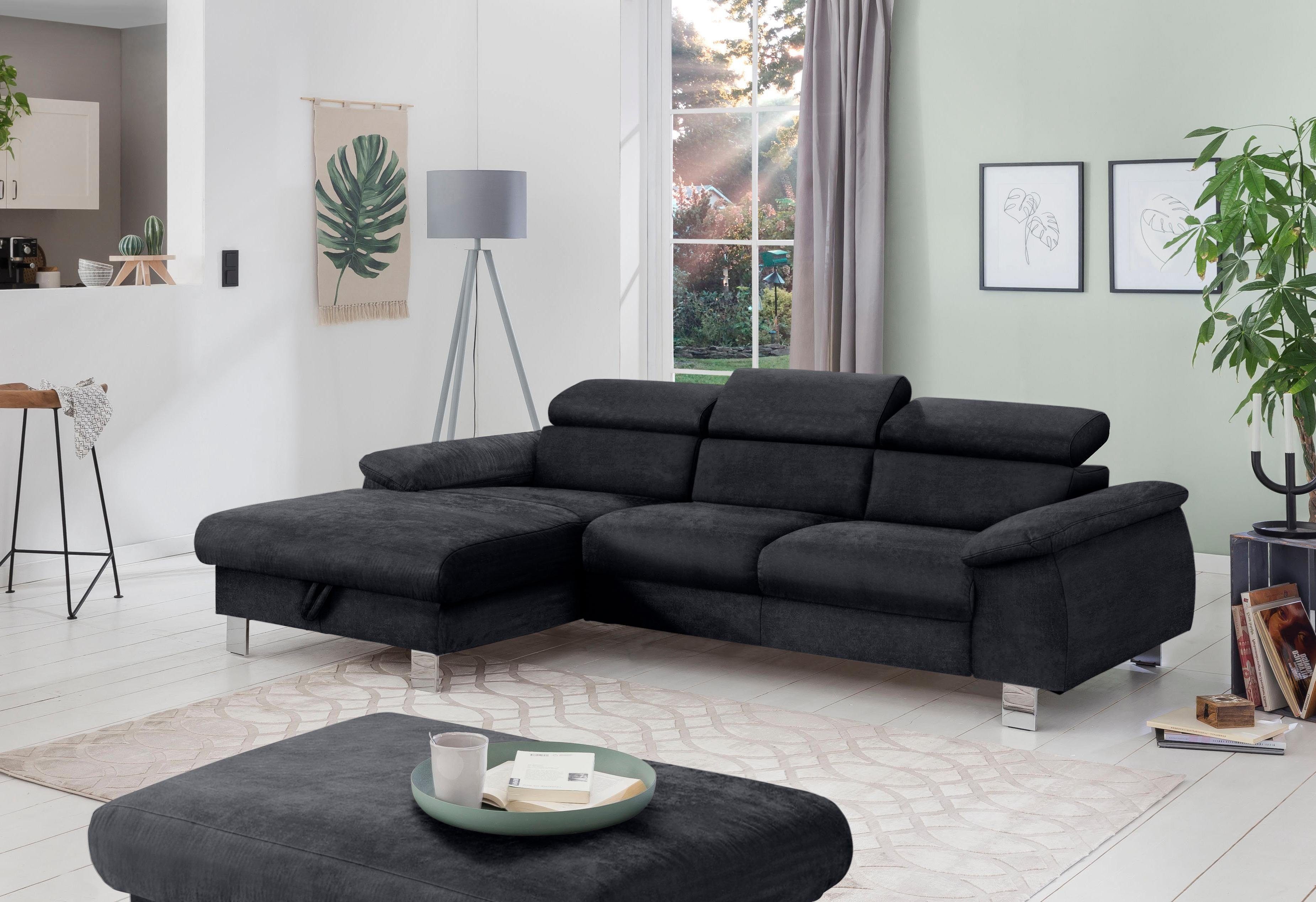 COTTA Ecksofa "Komaris L-Form, B: 244 cm" mit Kopfteilverstellung, optional günstig online kaufen