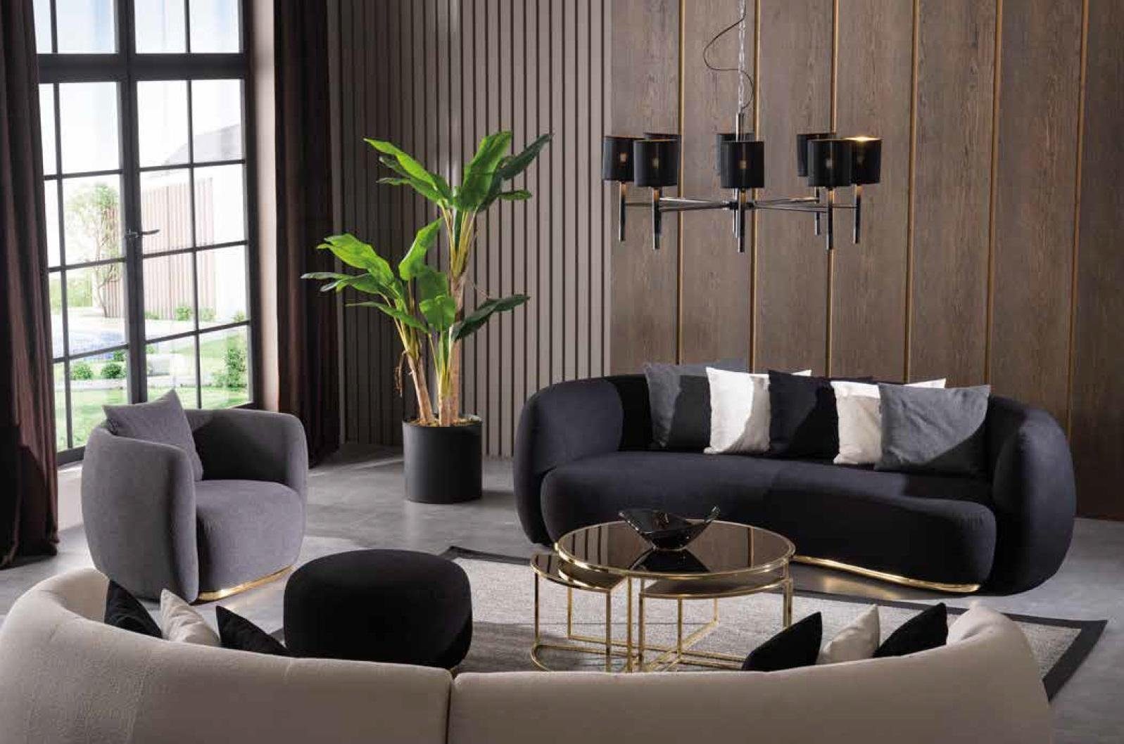 xxl Sofa beige in Neu, Europe Couch Luxus Polstermöbel Schwarz Made Ovale Viersitzer JVmoebel