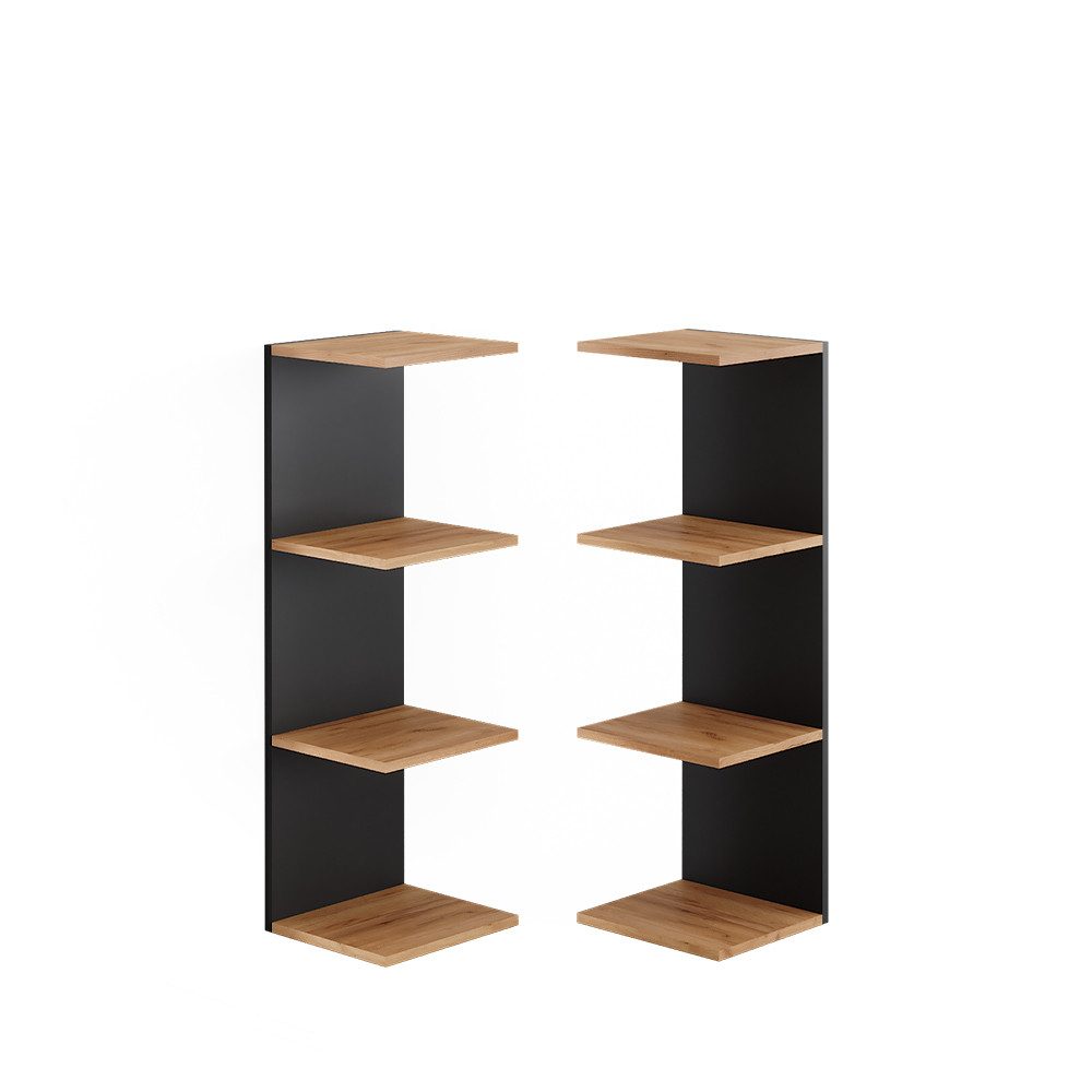 Vicco Bücherregal Paolo, Anthrazit/Goldkraft Eiche, 30 x 95 cm 2er Set, 2-tlg.