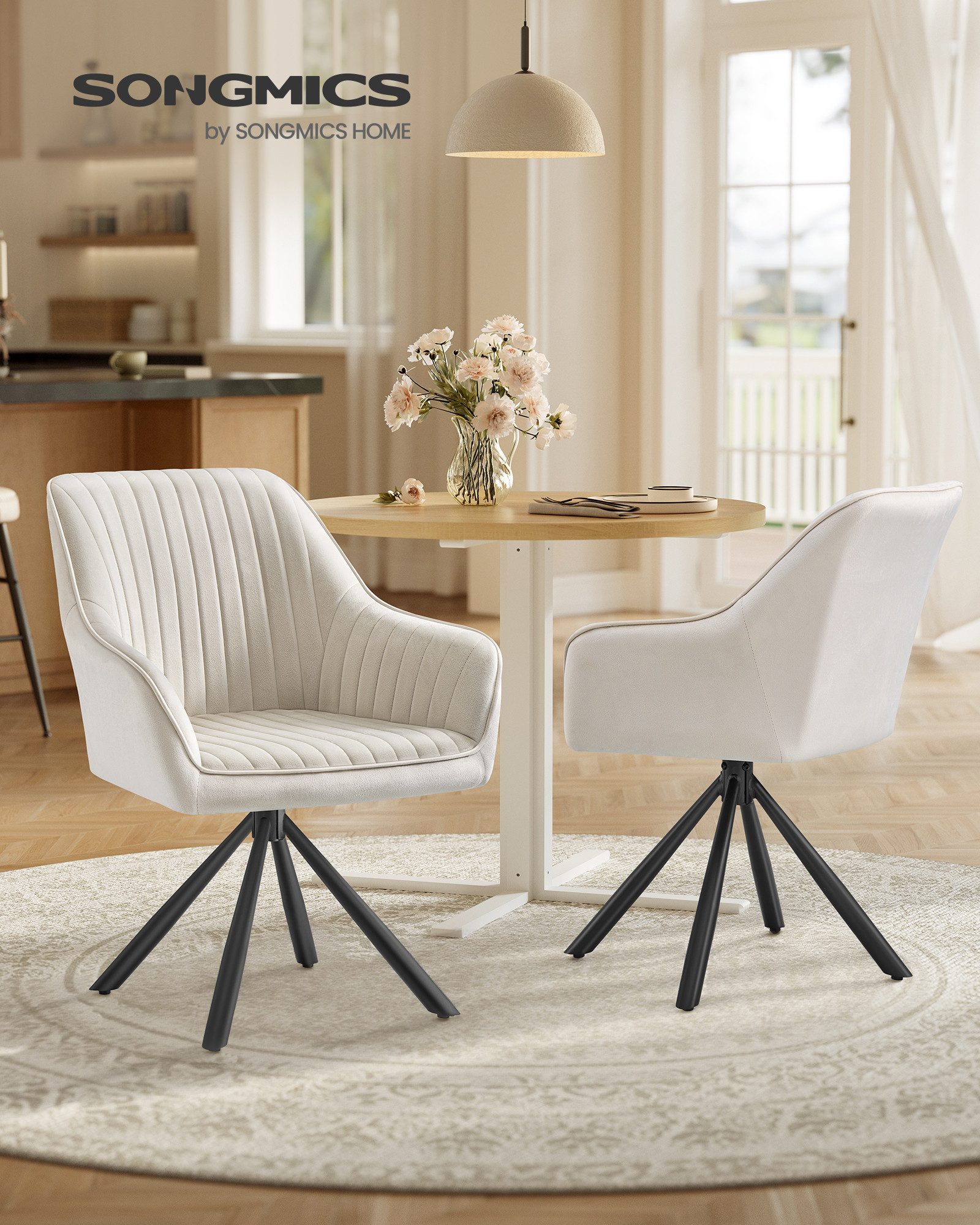 SONGMICS Esszimmerstuhl (1 St), Esszimmerstuhl, Küchenstuhl drehbar, Stahlb günstig online kaufen