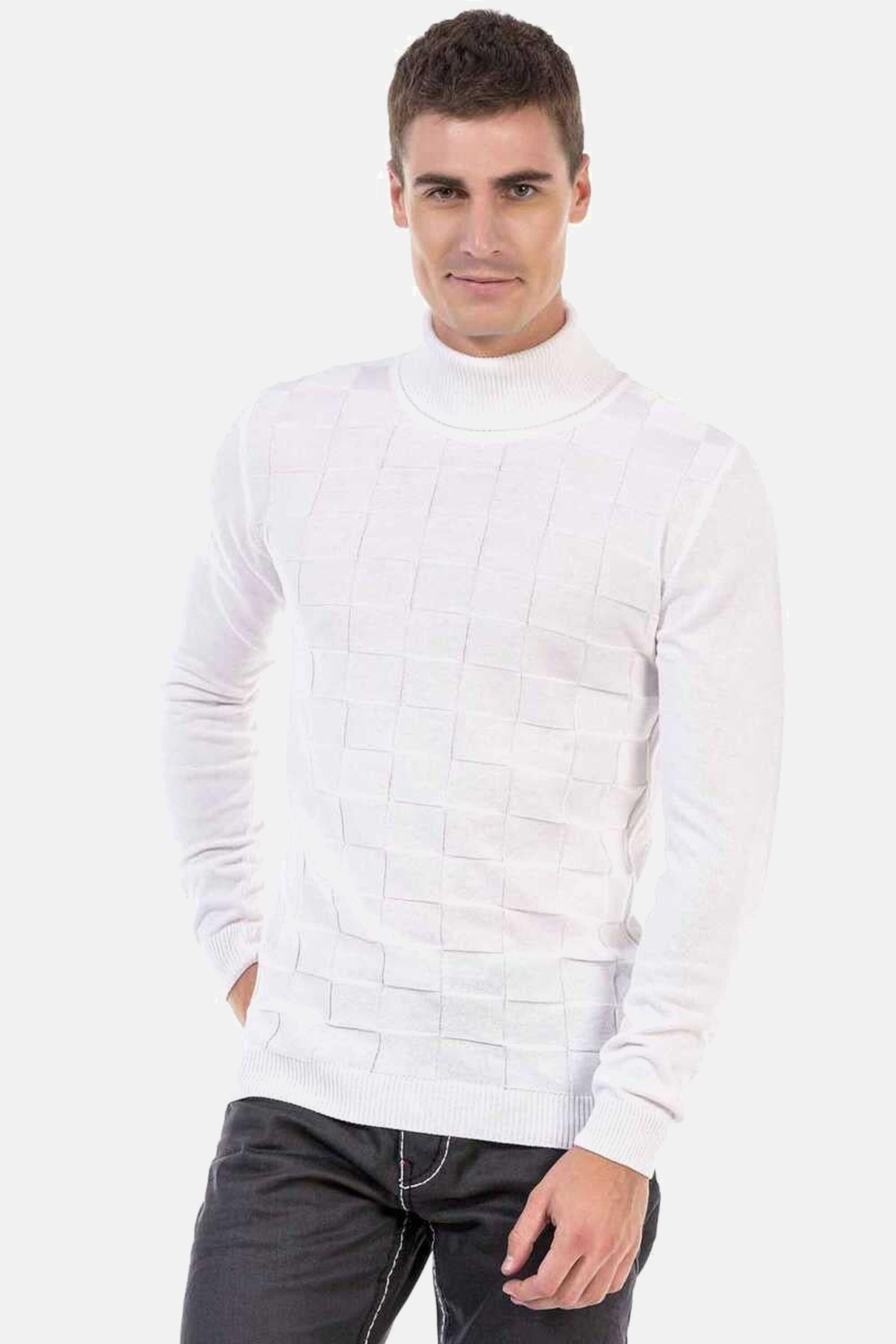 Cipo & Baxx Rollkragenpullover Pullover (1-tlg) mit kariertem Strickmuster, günstig online kaufen