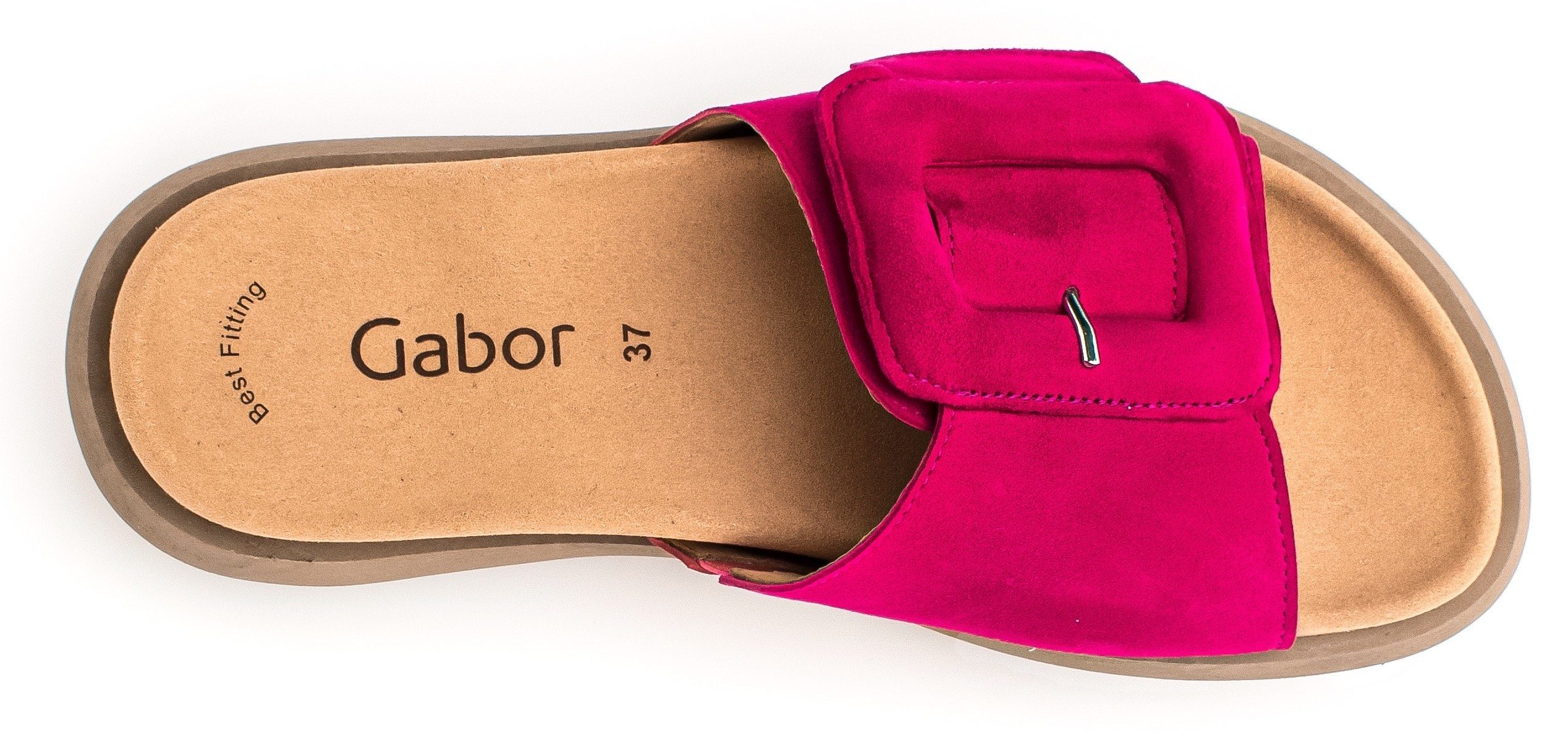 Gabor Pantolette, Plateau, Sommerschuh, Schlappen mit großer Zierschnalle