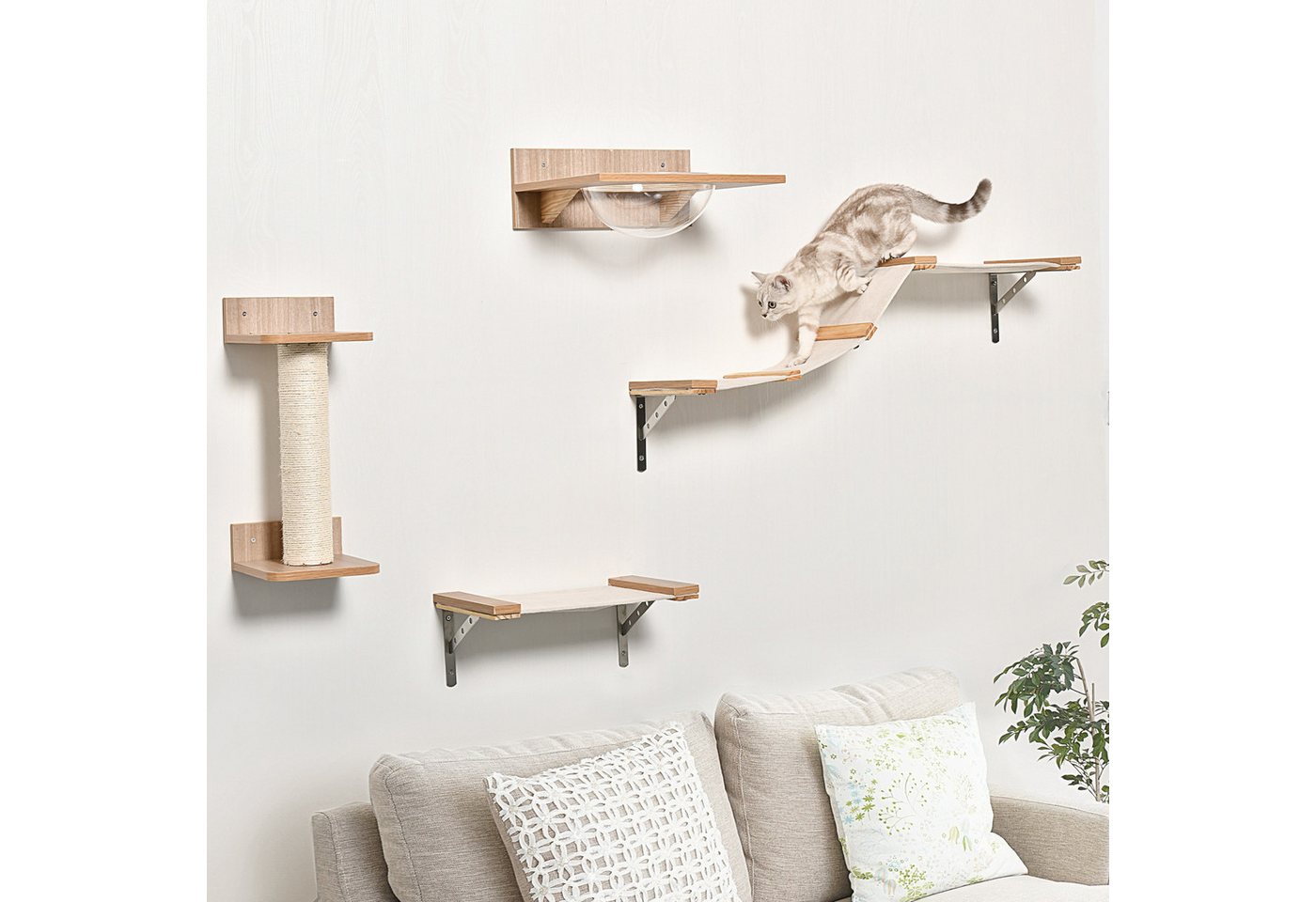 Thumbnail - PawHut Katzen-Kletterwand Katzenkletterwand, Braun, 38x34x15 cm