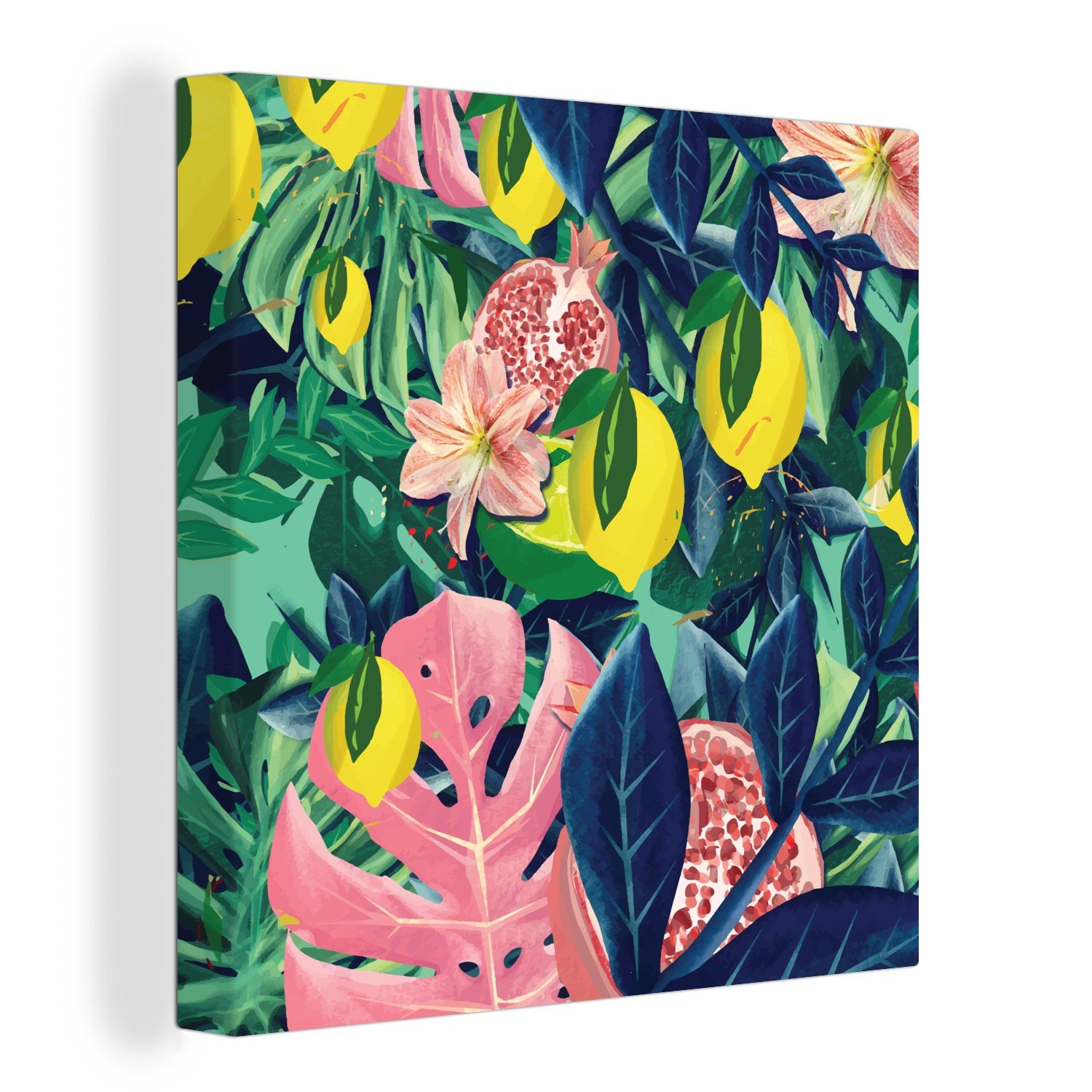OneMillionCanvasses® Leinwandbild Blumen - Früchte - Farben, (1 St), Leinwand Bilder für Wohnzimmer Schlafzimmer
