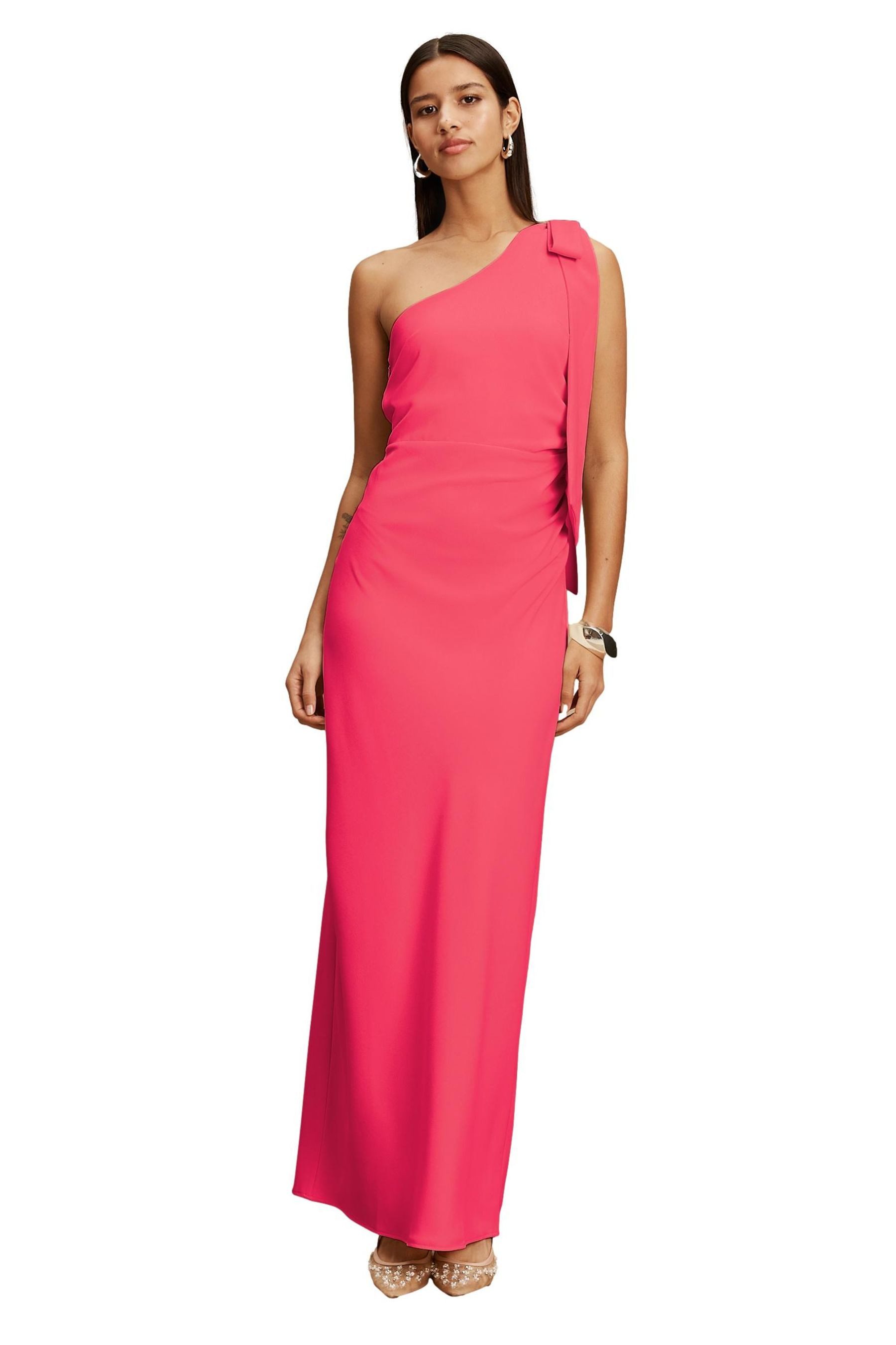 Next One-Shoulder-Kleid Brautjungfern-Maxikleid mit Schleifendesign (1-tlg)