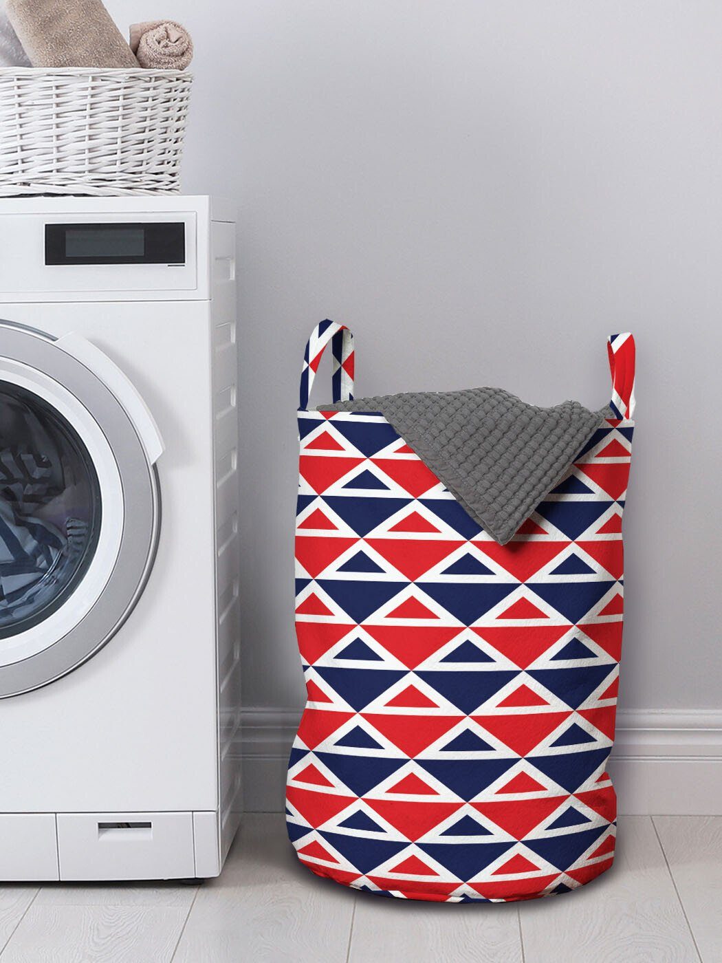 Wäschesäckchen Waschsalons, Triangles Americana für Halb Kordelzugverschluss mit Abakuhaus Wäschekorb Griffen