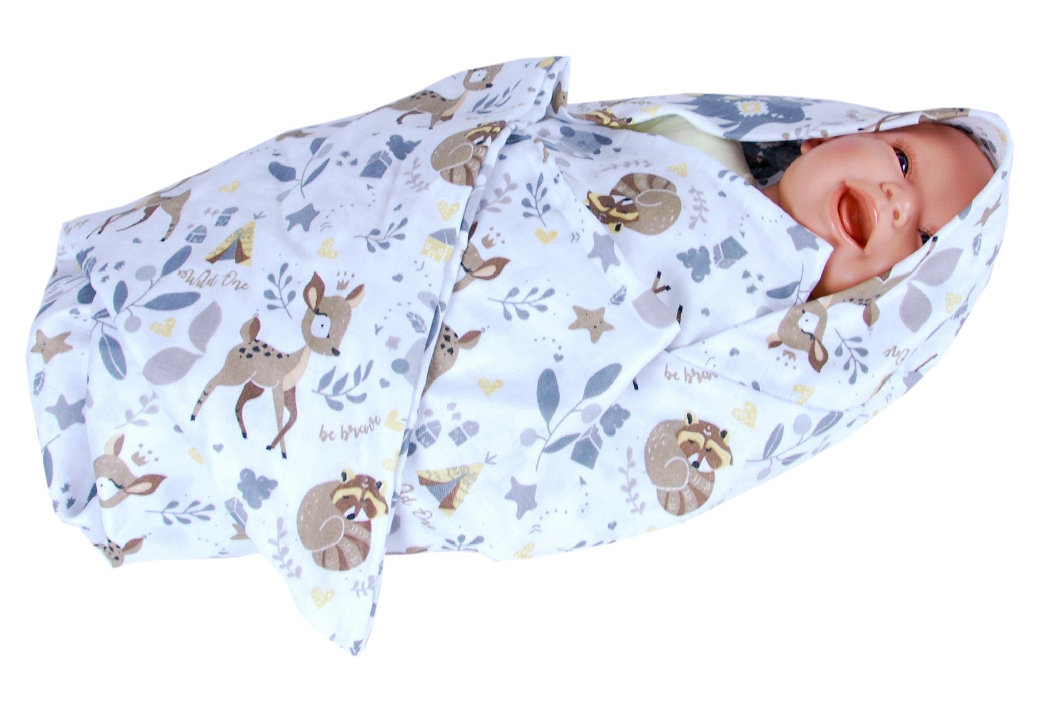 BabyLux Badetuch Badetuch Baby Kaputzenhandtuch Musselin Hirsch OK133 Kind Handtuch BabyLux 80x80cm