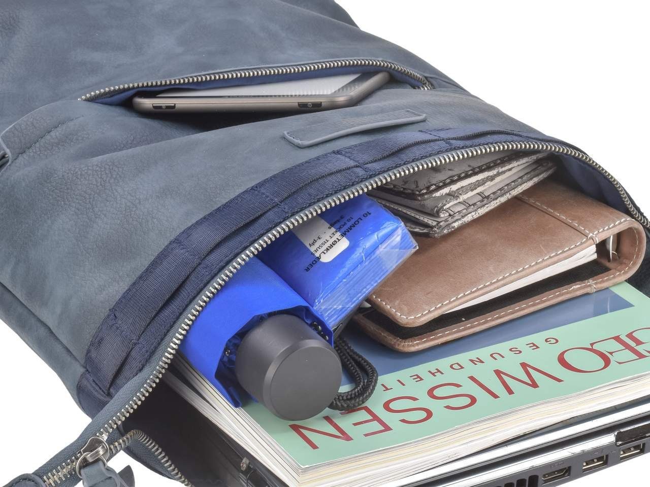 HANNI Damenrucksack mit Notebookfach, Dasch, Greenburry Freizeitrucksack Mad'l Daypack Tagesrucksack, 35x38cm petrol