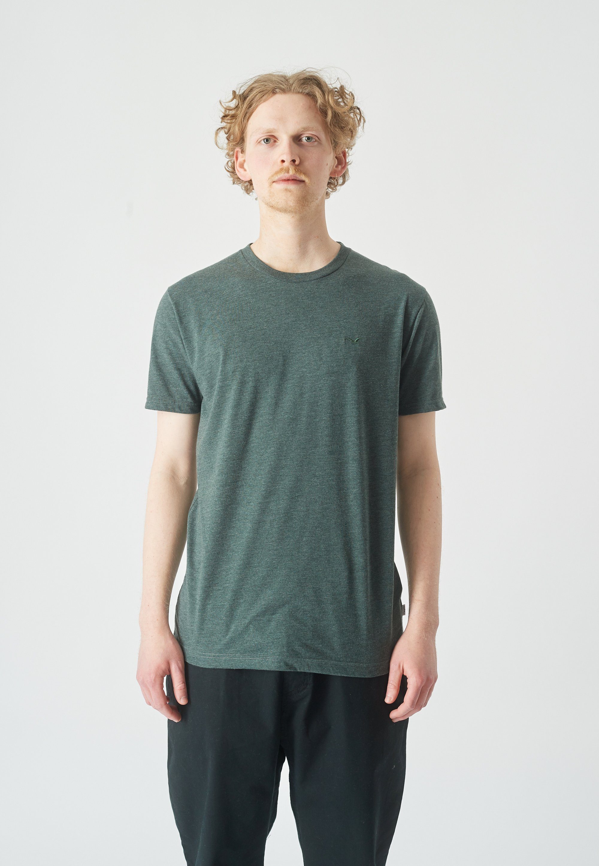 Cleptomanicx T-Shirt Ligull grün-grün Regular Logo-Stickerei mit kleiner (1-tlg)