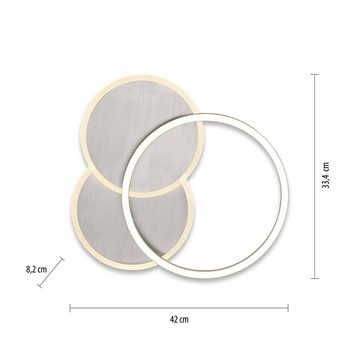 SellTec LED Deckenleuchte LED Deckenleuchte BAIKAL rund, An/Aus, 1xLED-Board/36,00Watt, warmweiß, Lichtfarbe warmweiß, Deckenlampe Ringe silber